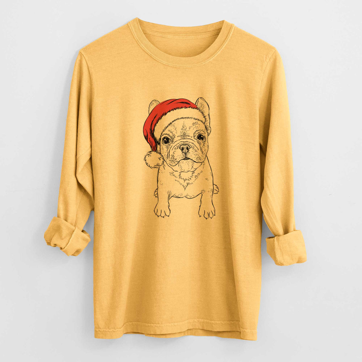 Santa Puppy Pierre the French Bulldog - Heavyweight 100% Cotton Long Sleeve