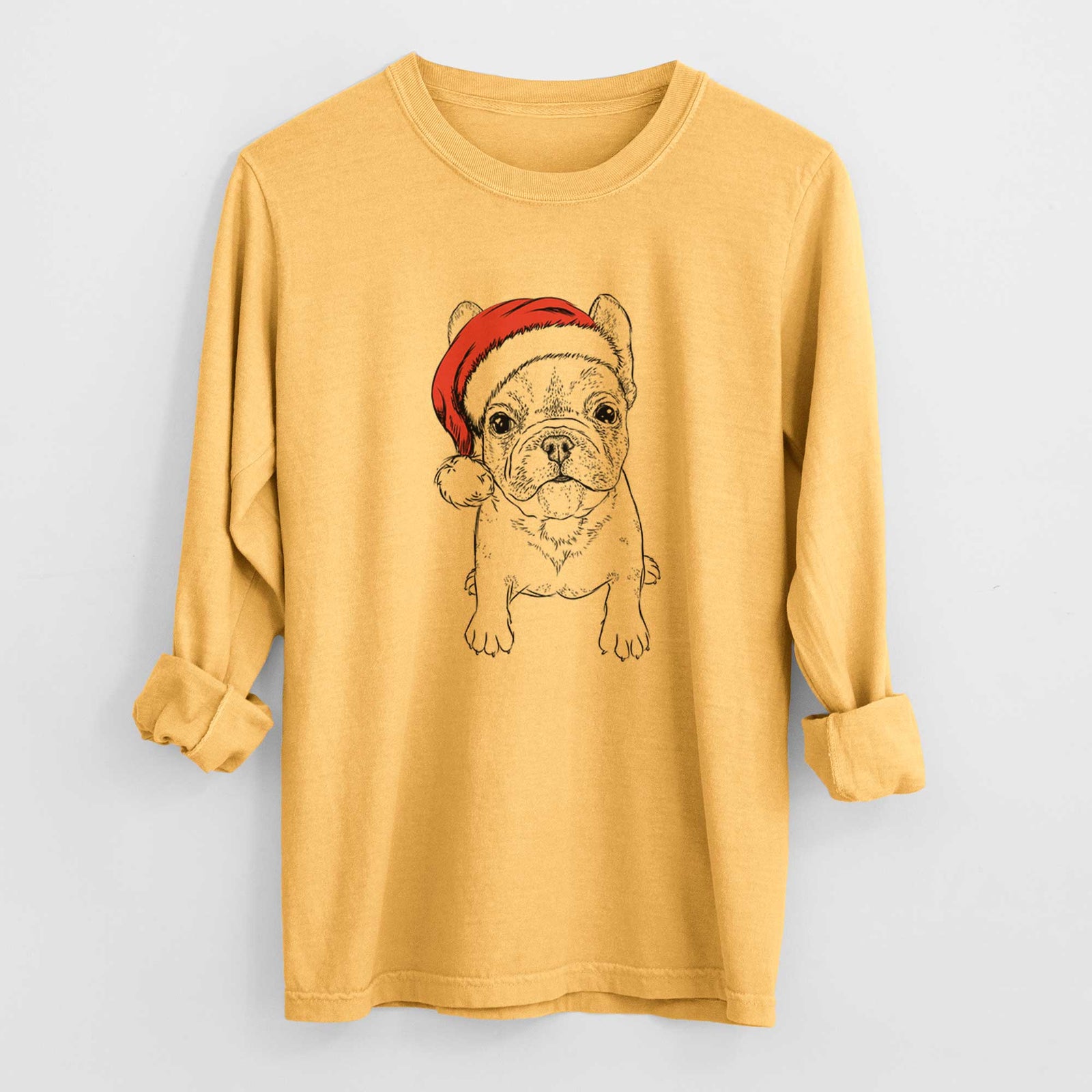 Santa Puppy Pierre the French Bulldog - Heavyweight 100% Cotton Long Sleeve