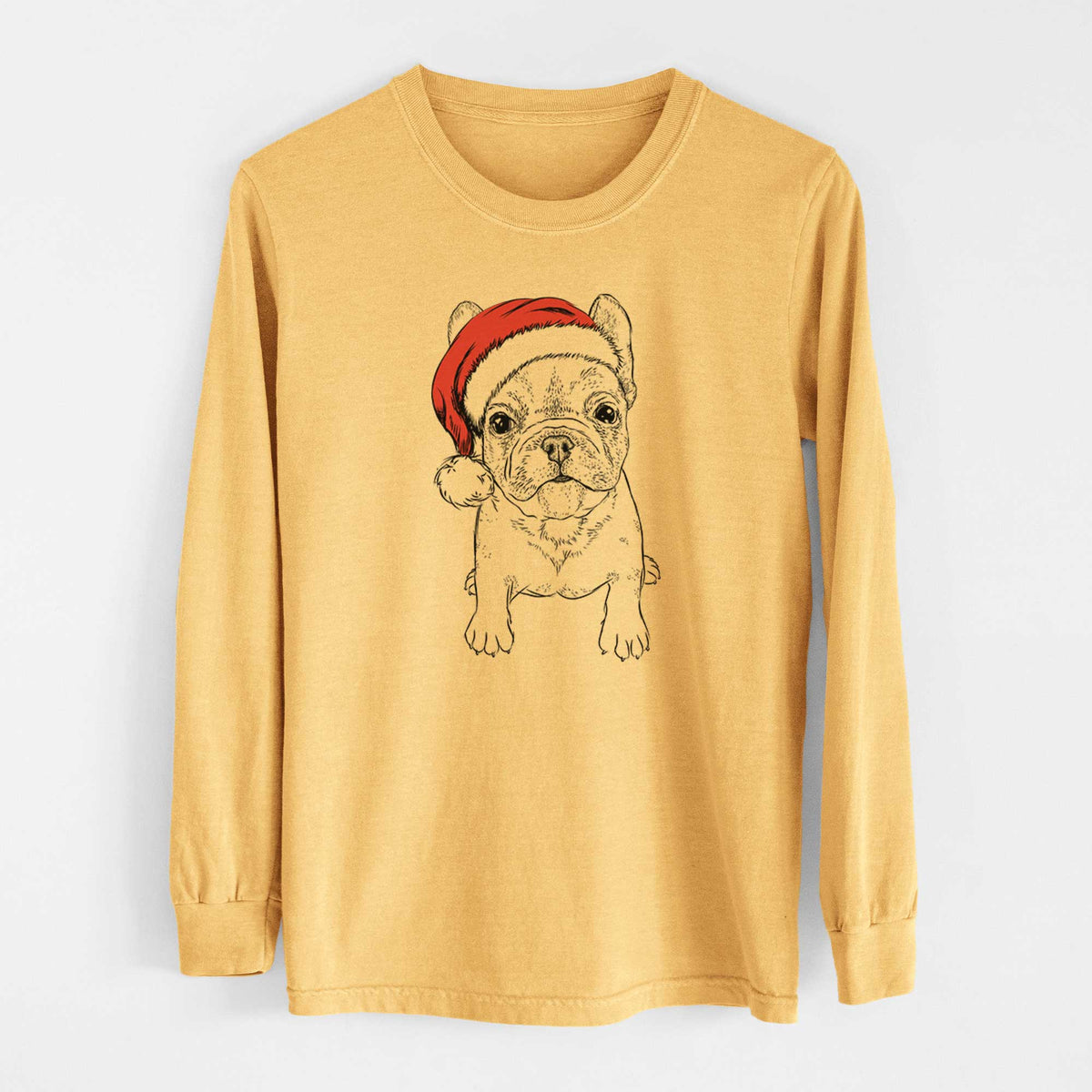 Santa Puppy Pierre the French Bulldog - Heavyweight 100% Cotton Long Sleeve