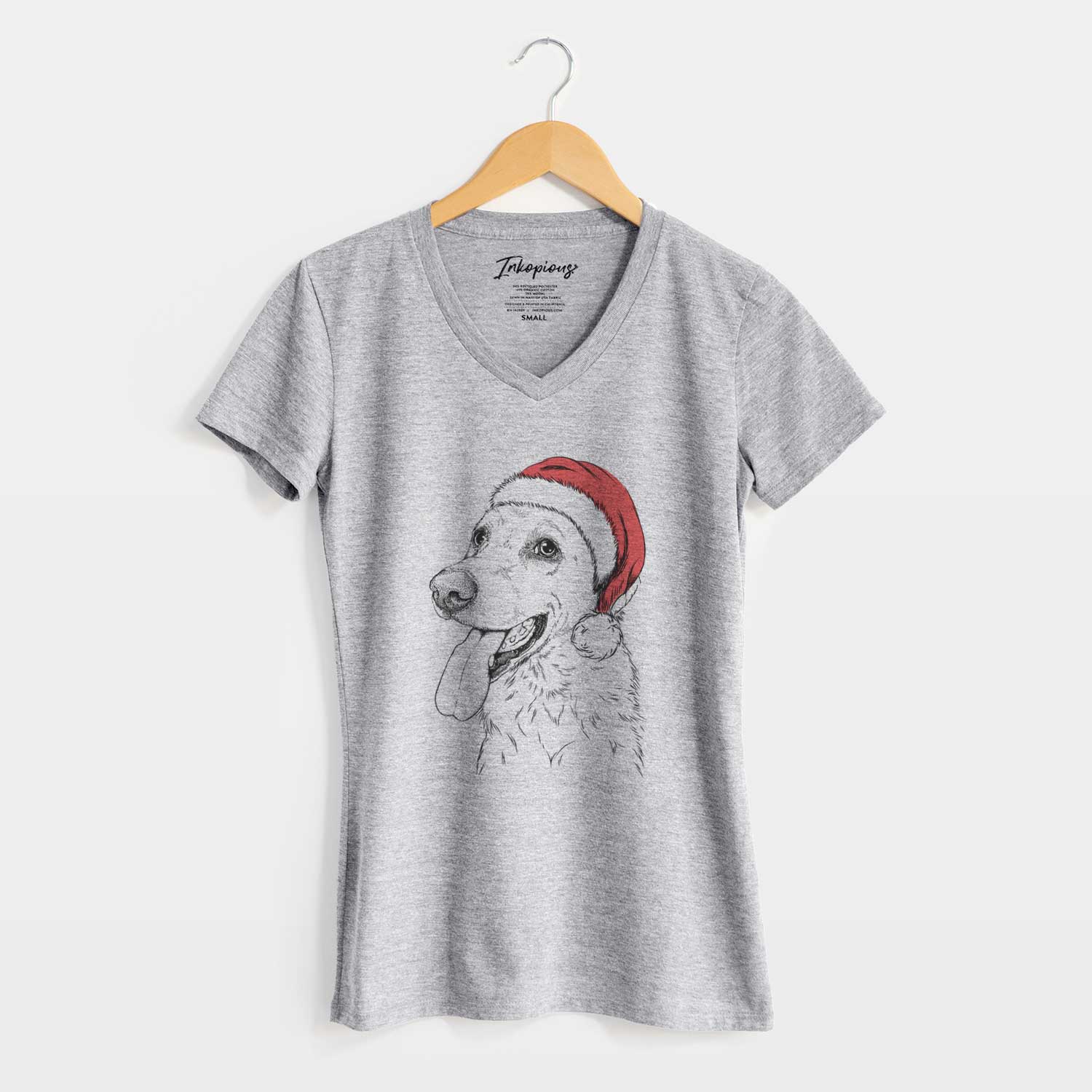 Santa Purl the British Lab - Women's V-neck Shirt