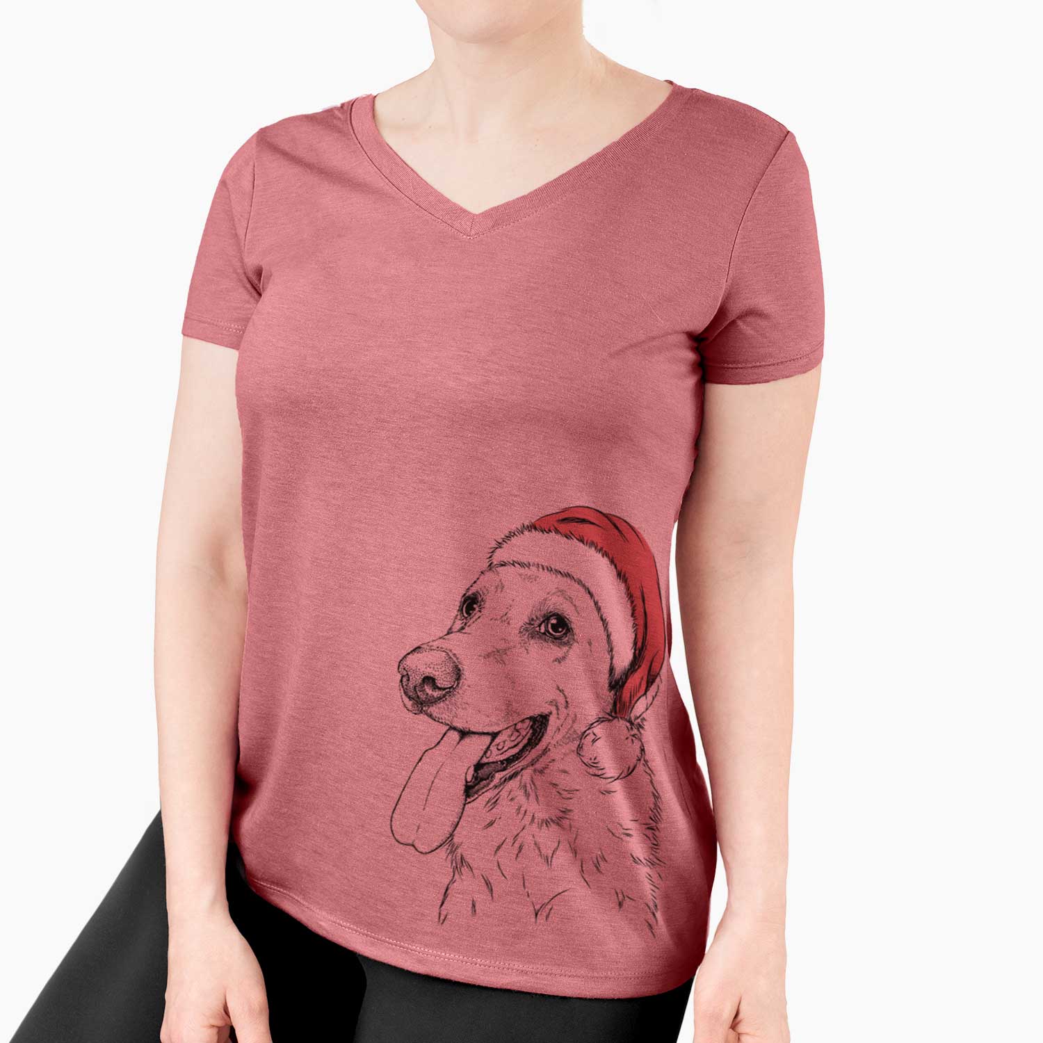 Santa Purl the British Lab - Women's V-neck Shirt