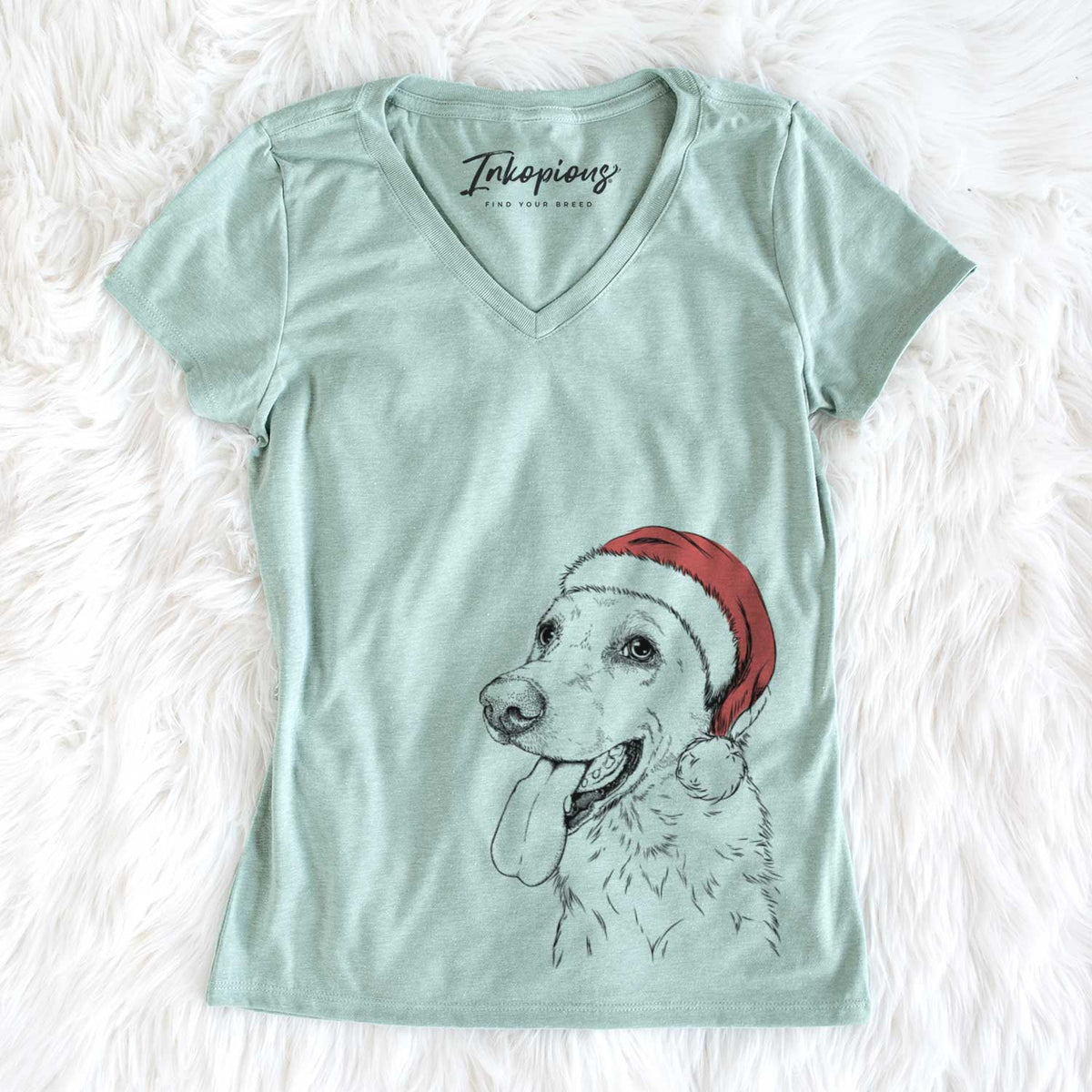 Santa Purl the British Lab - Women&#39;s V-neck Shirt