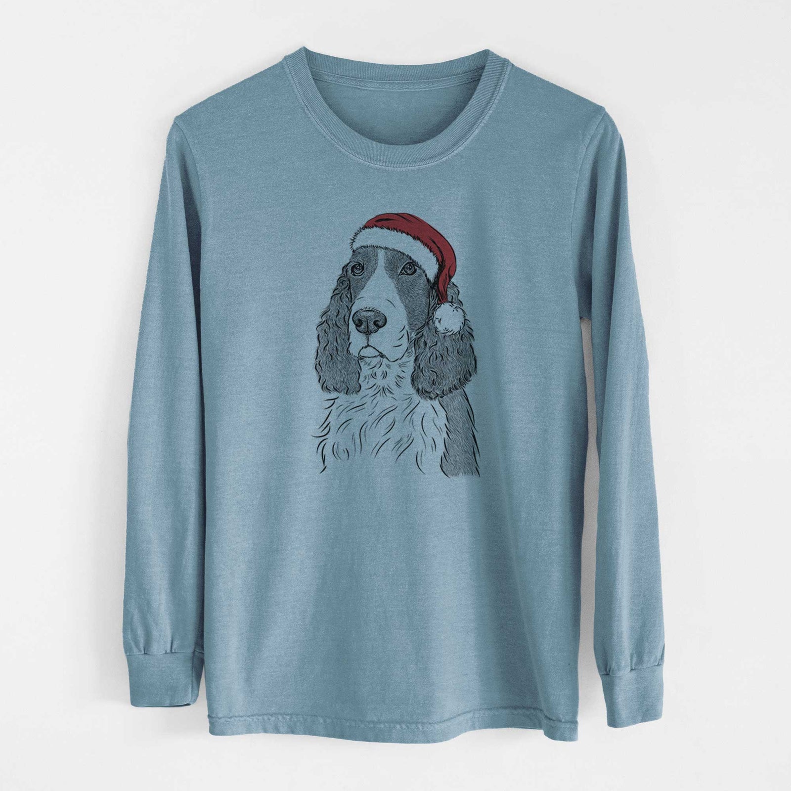 Santa Quincy the English Springer Spaniel - Heavyweight 100% Cotton Long Sleeve