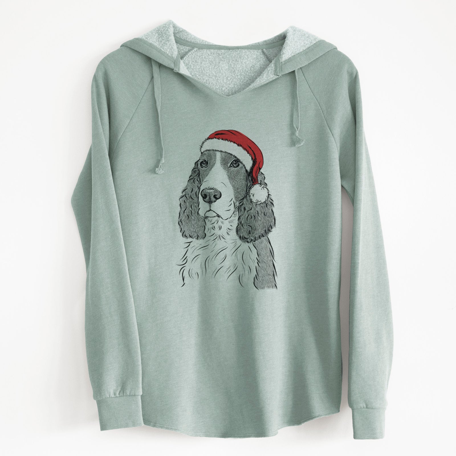 Santa Quincy the English Springer Spaniel - Cali Wave Hooded Sweatshirt