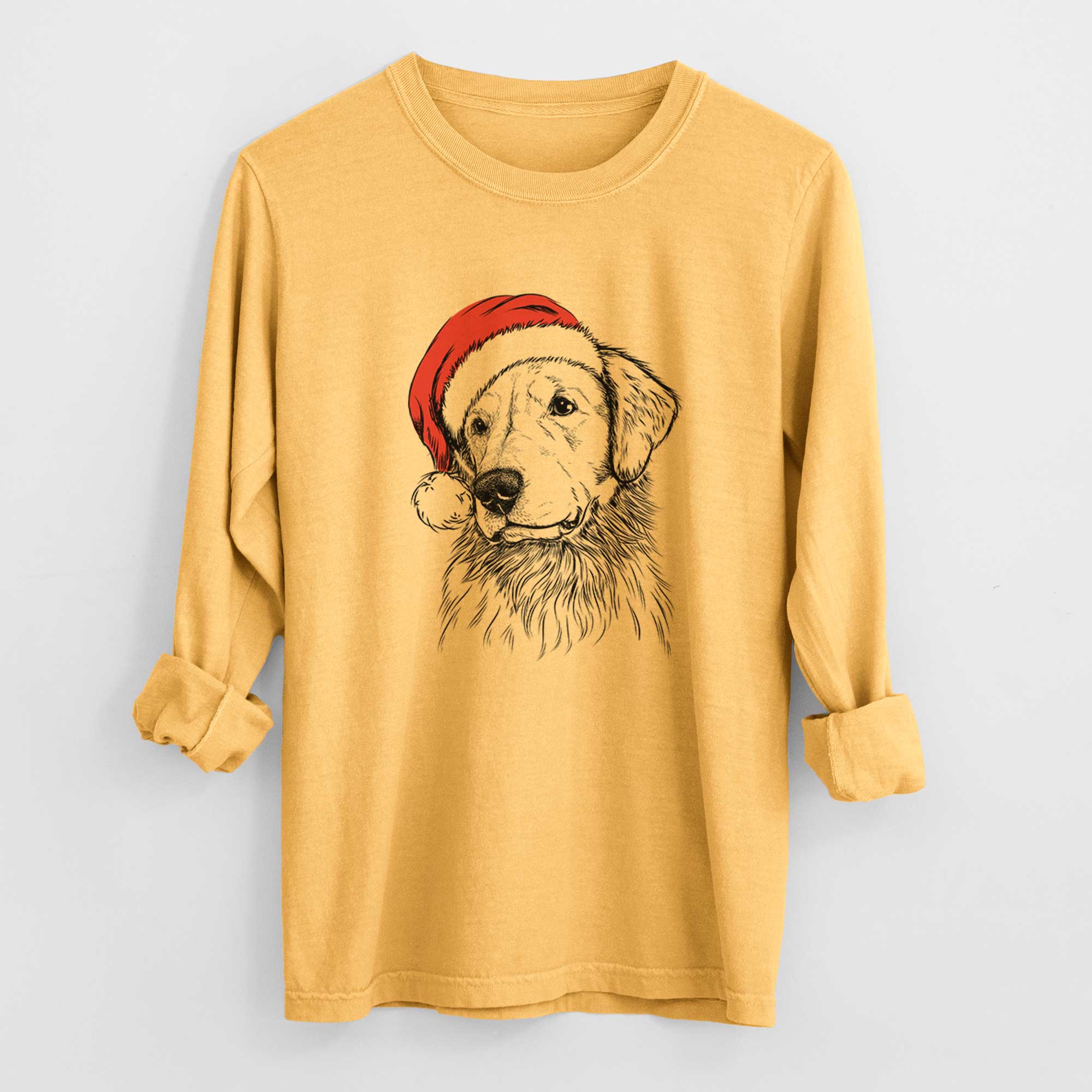 Santa Quinn the Golden Retriever - Heavyweight 100% Cotton Long Sleeve