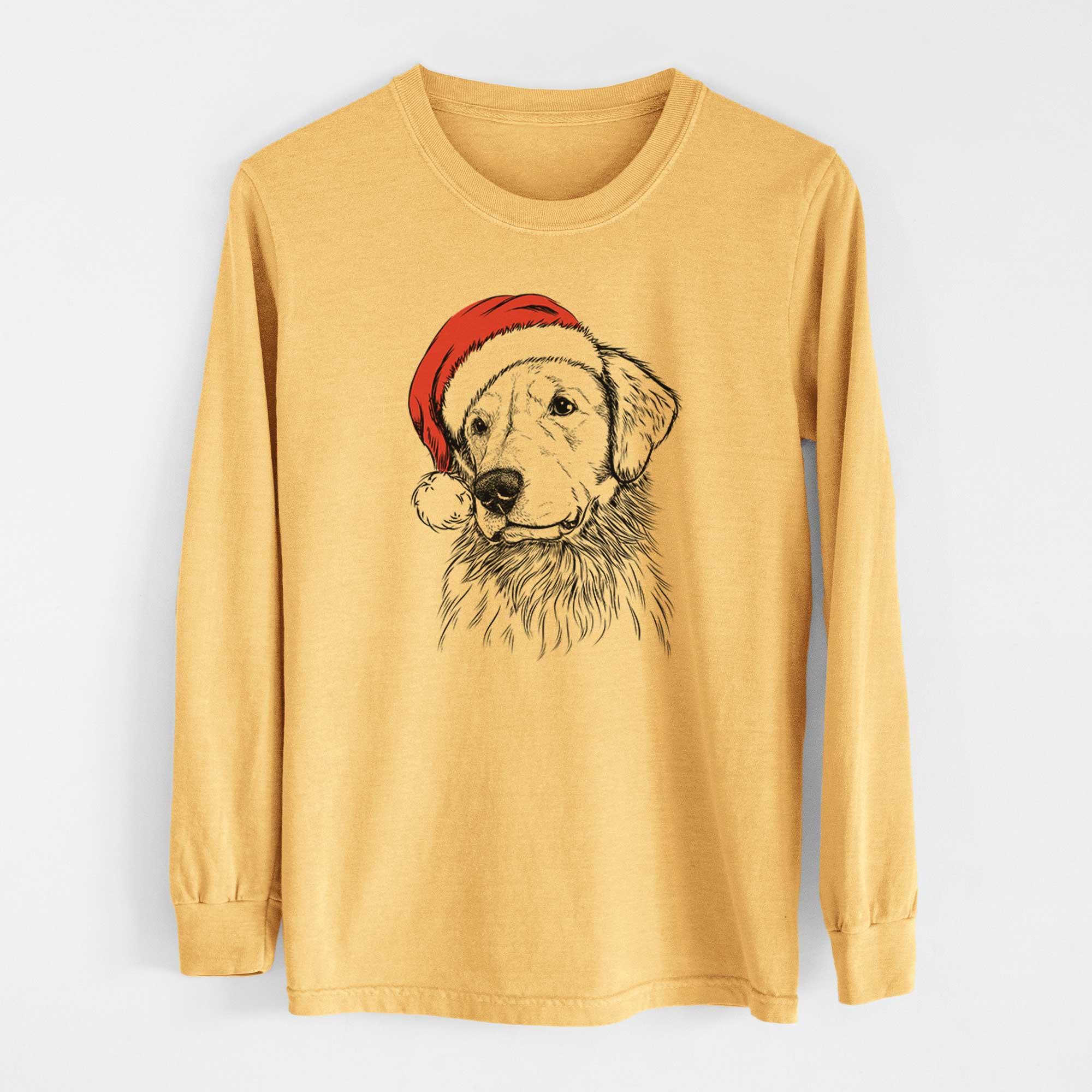 Santa Quinn the Golden Retriever - Heavyweight 100% Cotton Long Sleeve