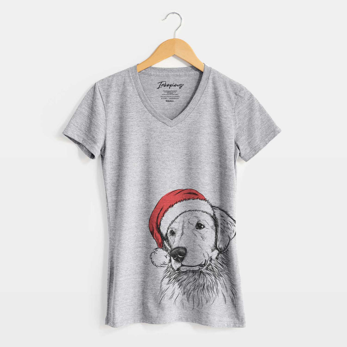 Santa Quinn the Golden Retriever - Women's V-neck Shirt