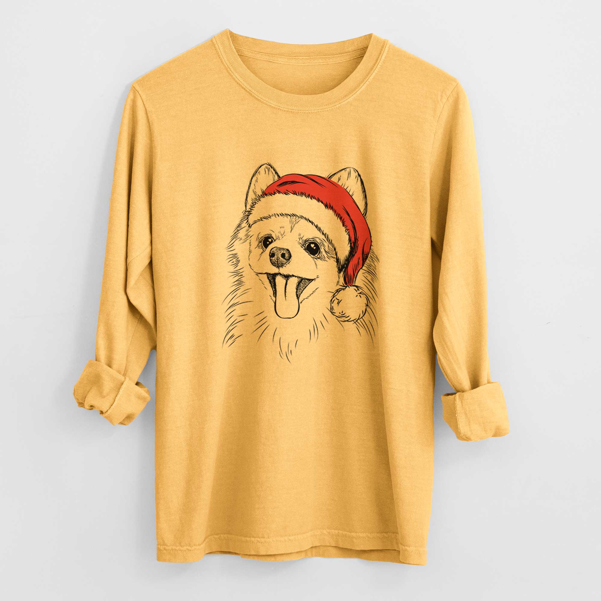 Santa Quinn the Pomeranian - Heavyweight 100% Cotton Long Sleeve