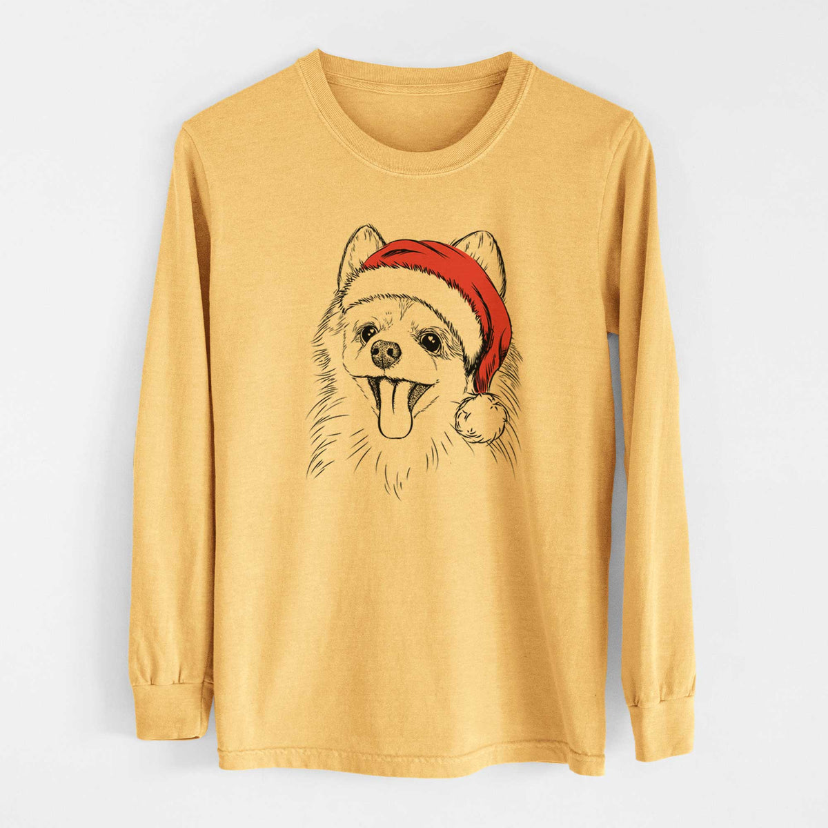 Santa Quinn the Pomeranian - Heavyweight 100% Cotton Long Sleeve