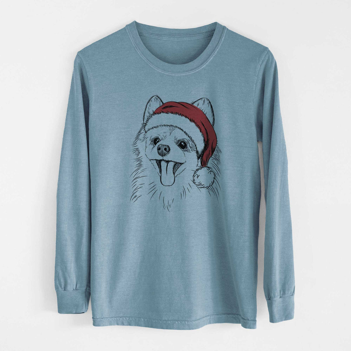 Santa Quinn the Pomeranian - Heavyweight 100% Cotton Long Sleeve