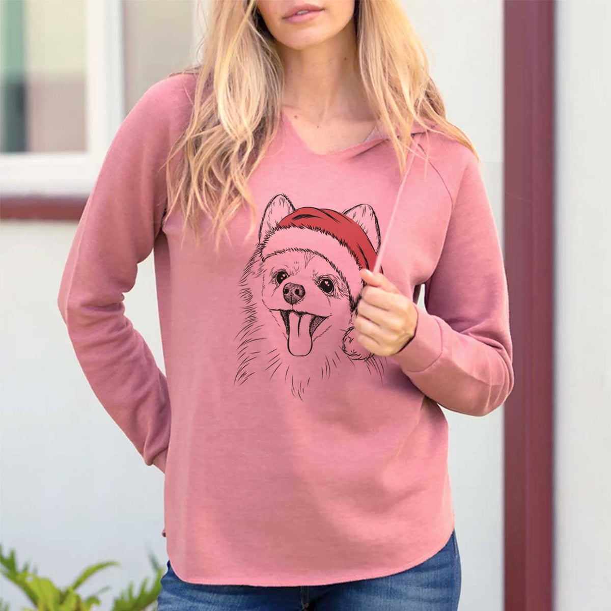 Santa Quinn the Pomeranian - Cali Wave Hooded Sweatshirt