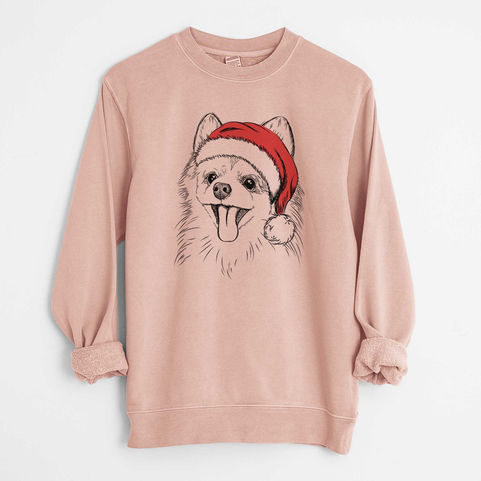 Santa Quinn the Pomeranian - Unisex Pigment Dyed Crew Sweatshirt