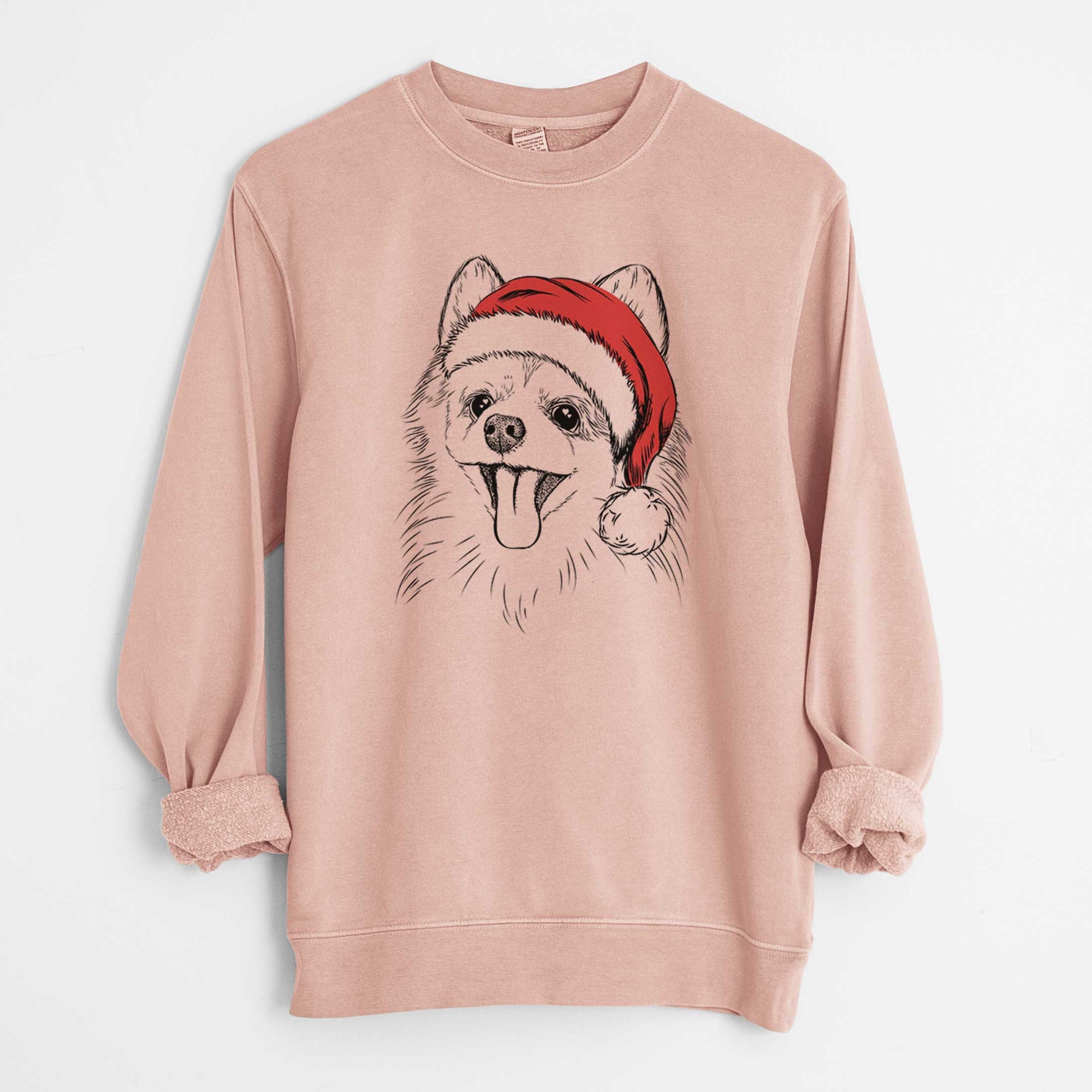 Santa Quinn the Pomeranian - Unisex Pigment Dyed Crew Sweatshirt