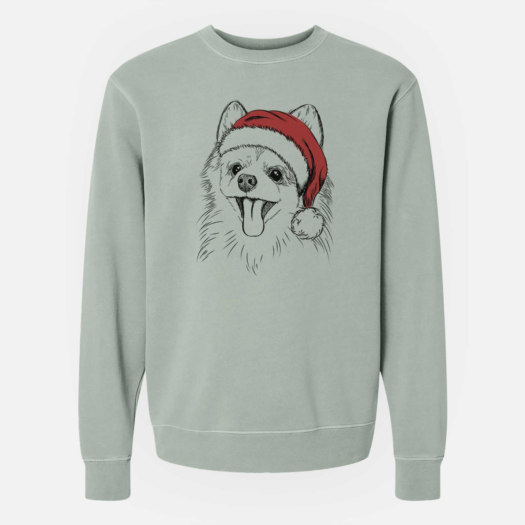 Santa Quinn the Pomeranian - Unisex Pigment Dyed Crew Sweatshirt