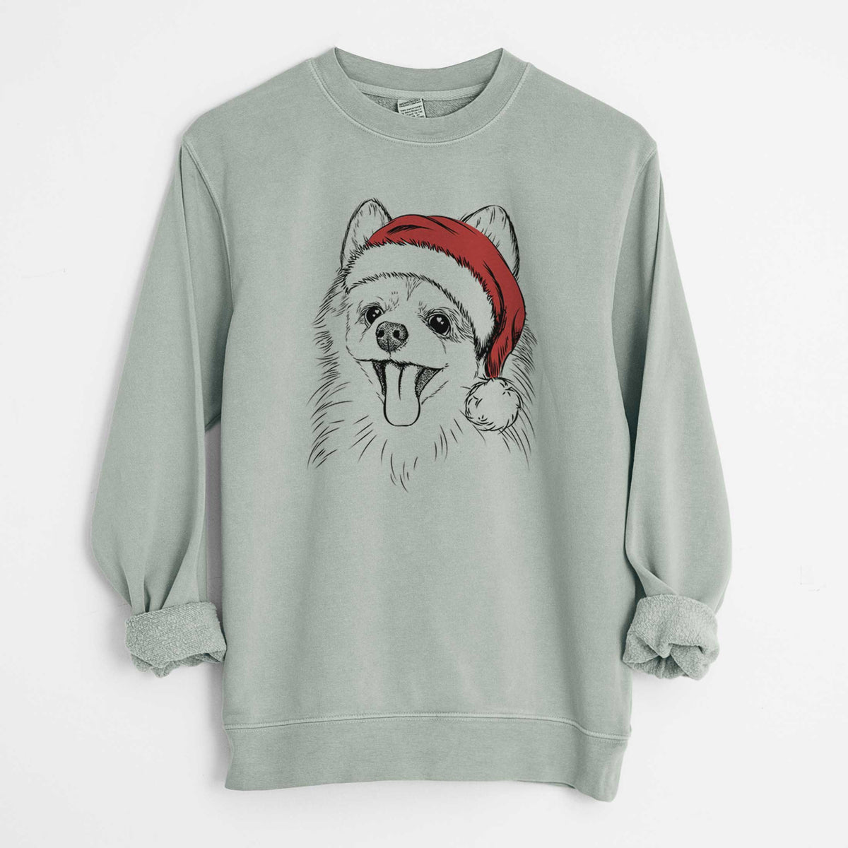 Santa Quinn the Pomeranian - Unisex Pigment Dyed Crew Sweatshirt