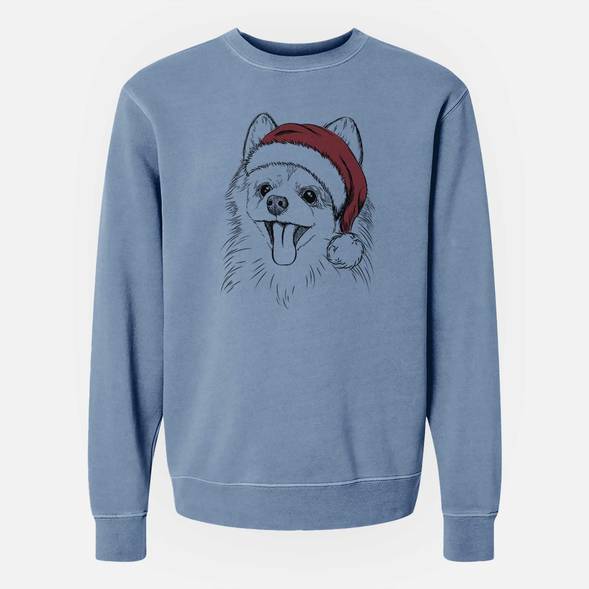 Santa Quinn the Pomeranian - Unisex Pigment Dyed Crew Sweatshirt