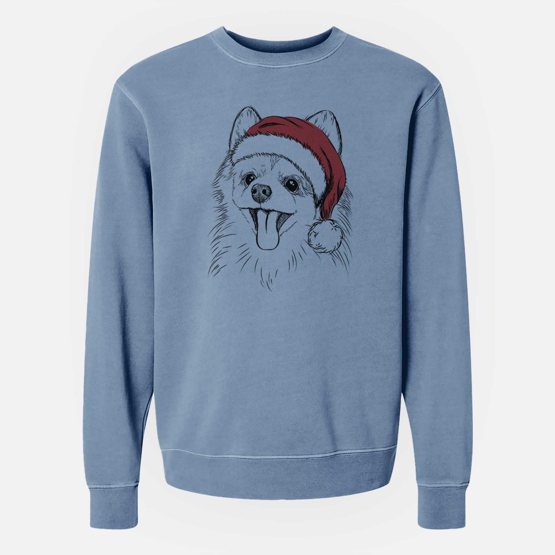 Santa Quinn the Pomeranian - Unisex Pigment Dyed Crew Sweatshirt