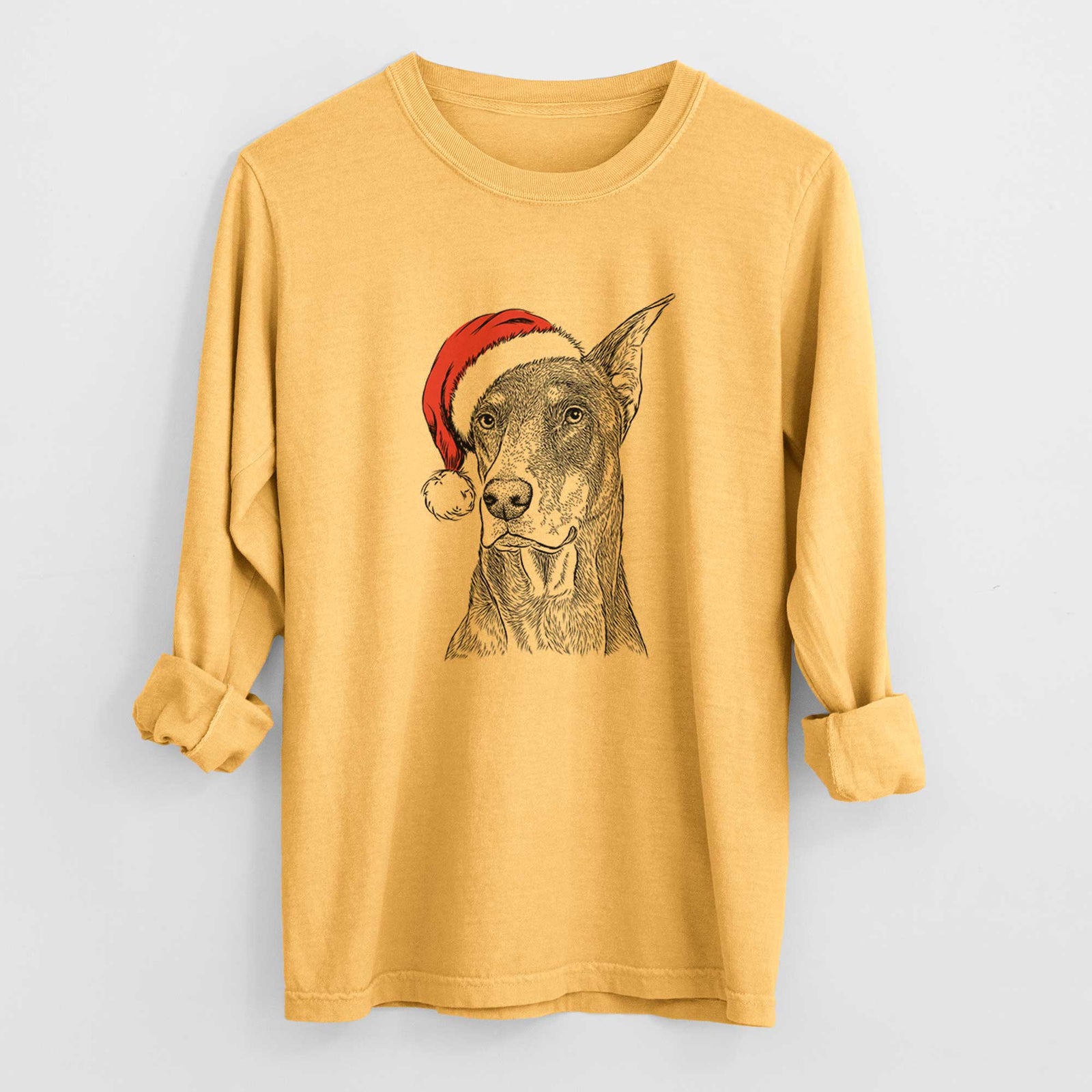 Santa RJ the Doberman Pinscher - Heavyweight 100% Cotton Long Sleeve