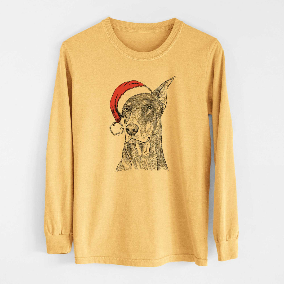 Santa RJ the Doberman Pinscher - Heavyweight 100% Cotton Long Sleeve