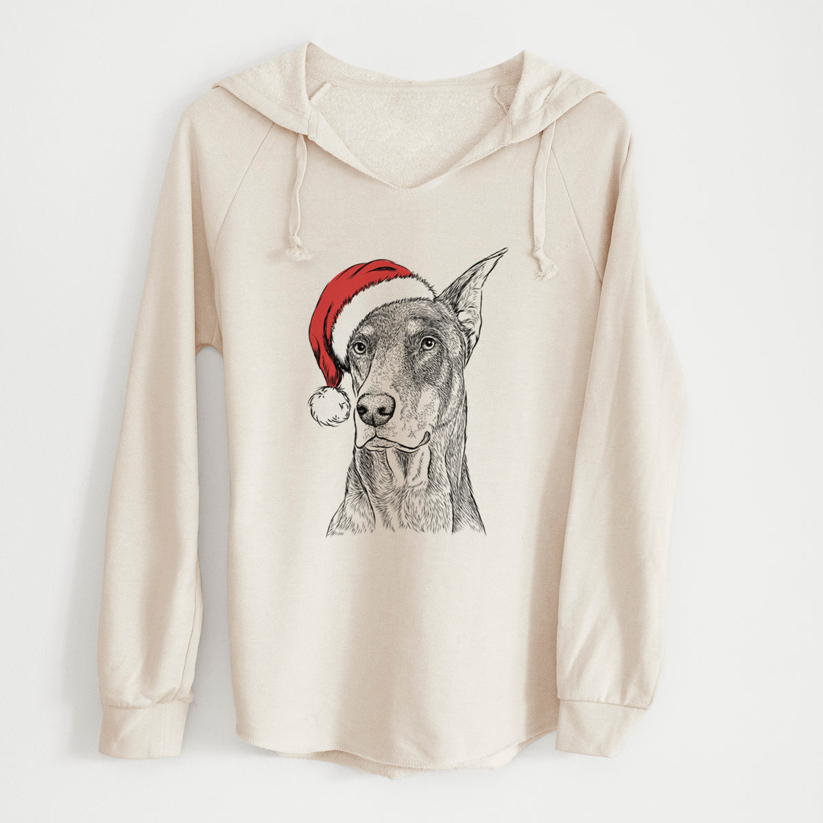 Santa RJ the Doberman Pinscher - Cali Wave Hooded Sweatshirt