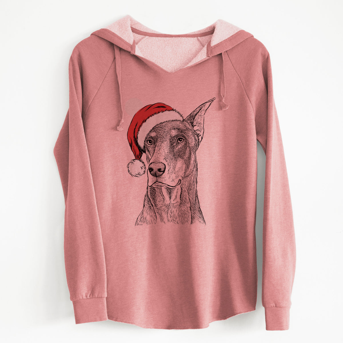 Santa RJ the Doberman Pinscher - Cali Wave Hooded Sweatshirt