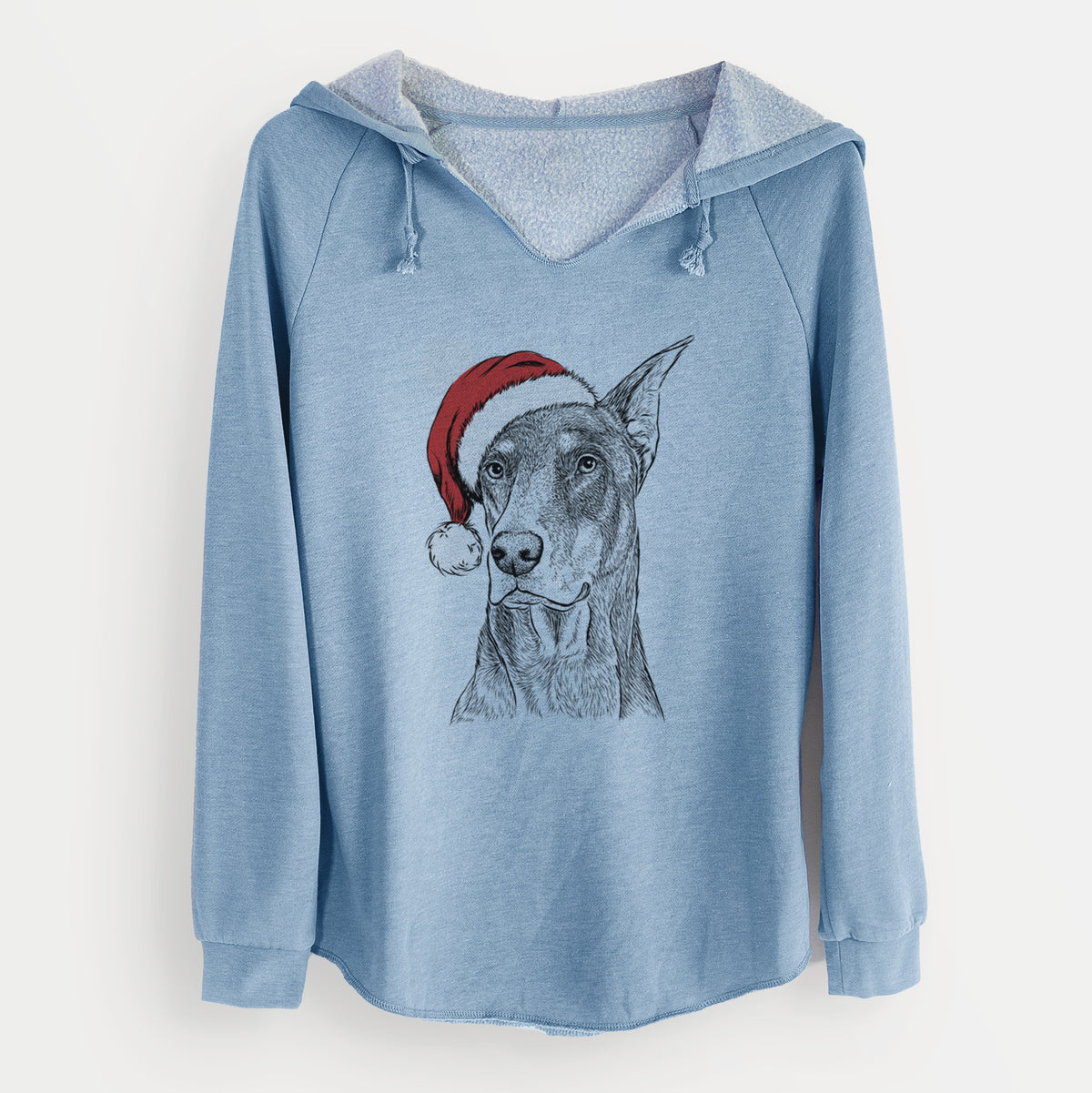 Santa RJ the Doberman Pinscher - Cali Wave Hooded Sweatshirt