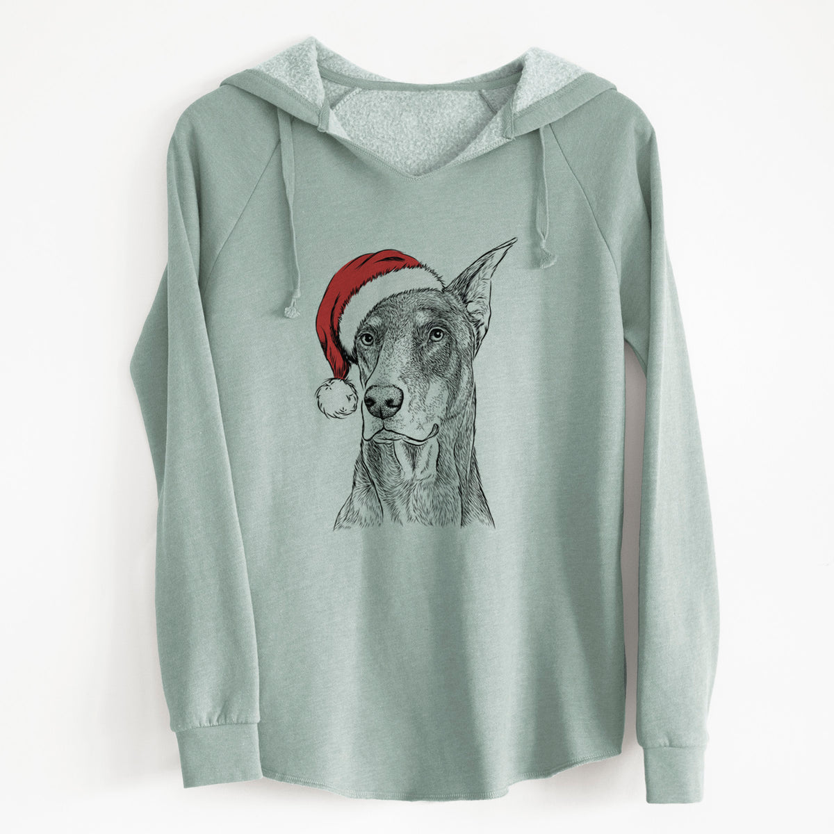 Santa RJ the Doberman Pinscher - Cali Wave Hooded Sweatshirt