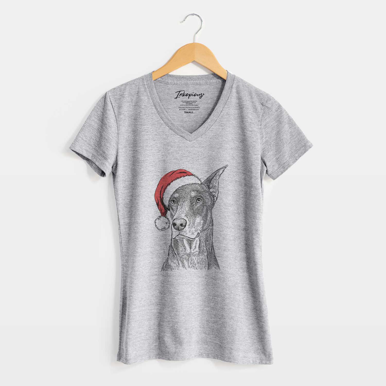 Santa RJ the Doberman Pinscher - Women's V-neck Shirt