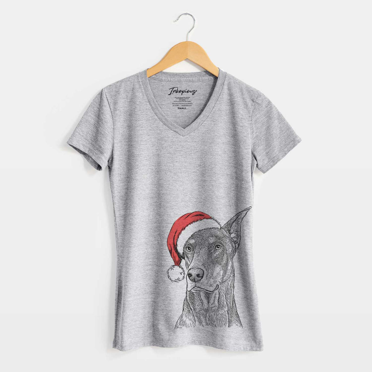 Santa RJ the Doberman Pinscher - Women's V-neck Shirt