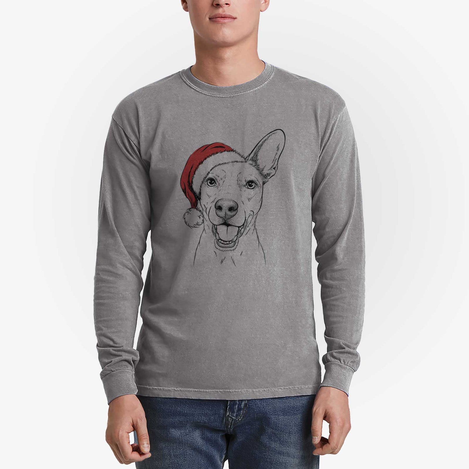 Santa Radar the Pitbull Mix - Heavyweight 100% Cotton Long Sleeve