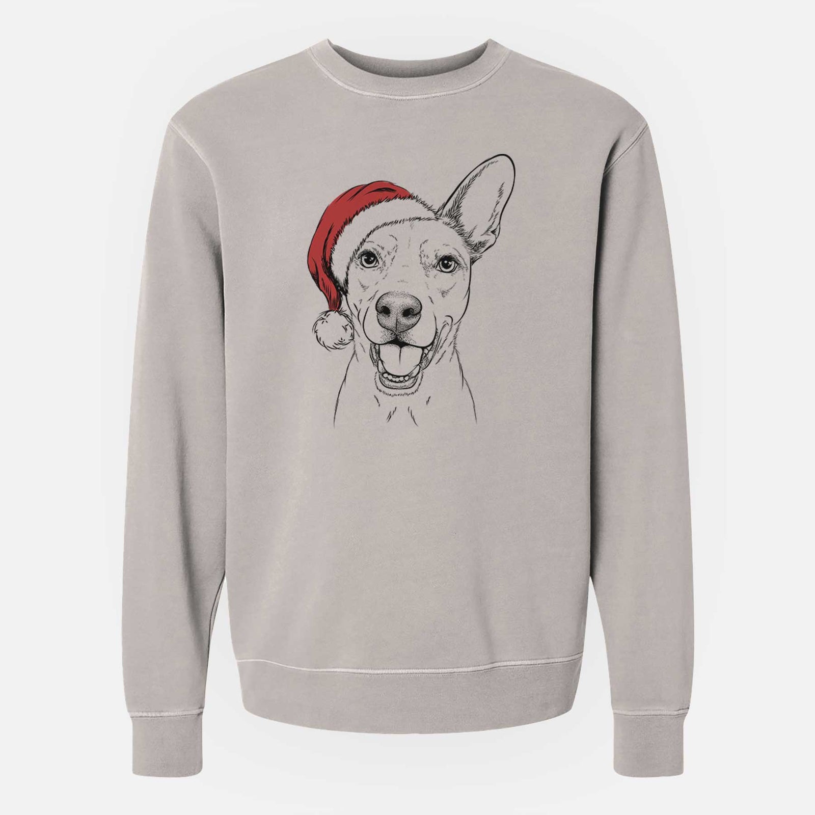 Santa Radar the Pitbull Mix - Unisex Pigment Dyed Crew Sweatshirt