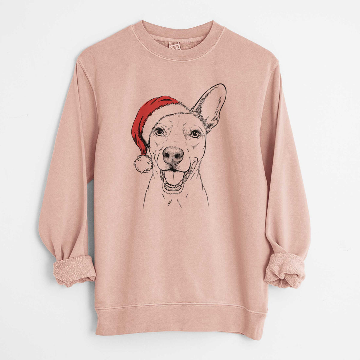 Santa Radar the Pitbull Mix - Unisex Pigment Dyed Crew Sweatshirt