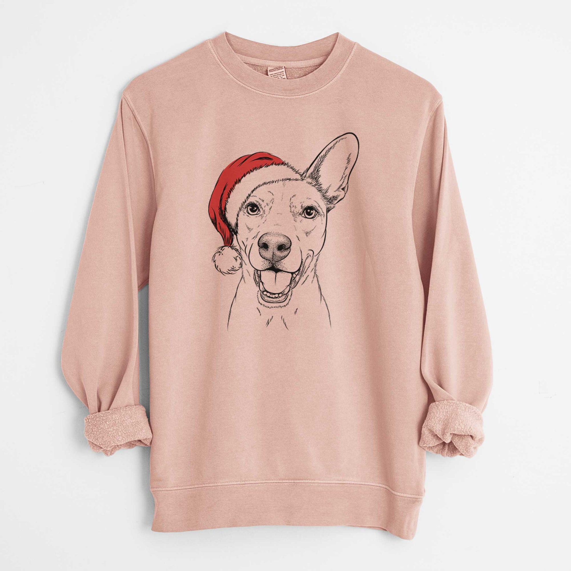Santa Radar the Pitbull Mix - Unisex Pigment Dyed Crew Sweatshirt