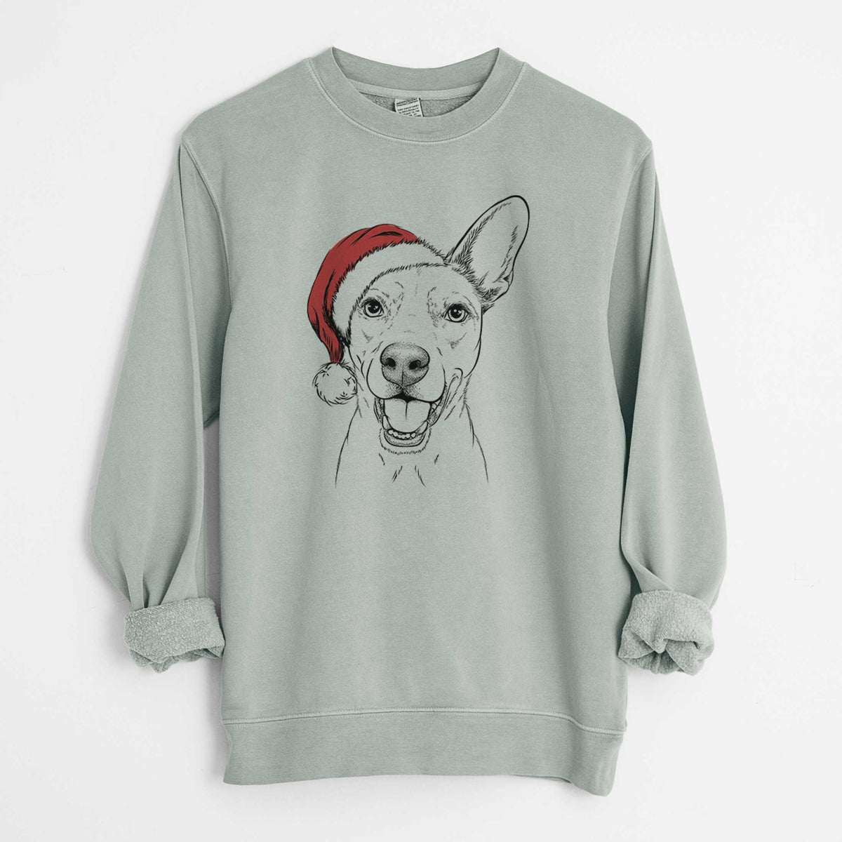 Santa Radar the Pitbull Mix - Unisex Pigment Dyed Crew Sweatshirt