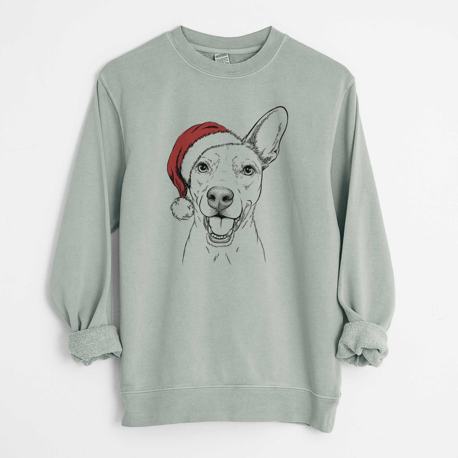 Santa Radar the Pitbull Mix - Unisex Pigment Dyed Crew Sweatshirt