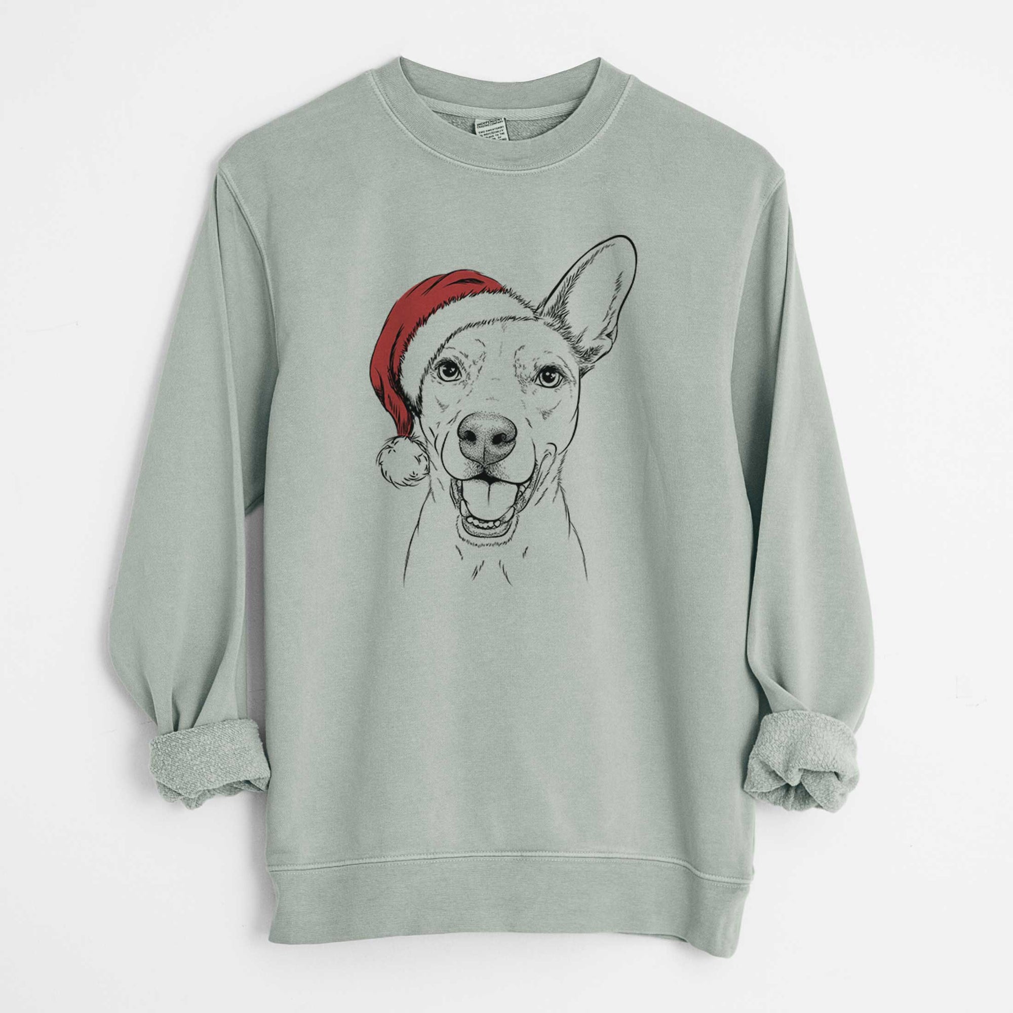 Santa Radar the Pitbull Mix - Unisex Pigment Dyed Crew Sweatshirt