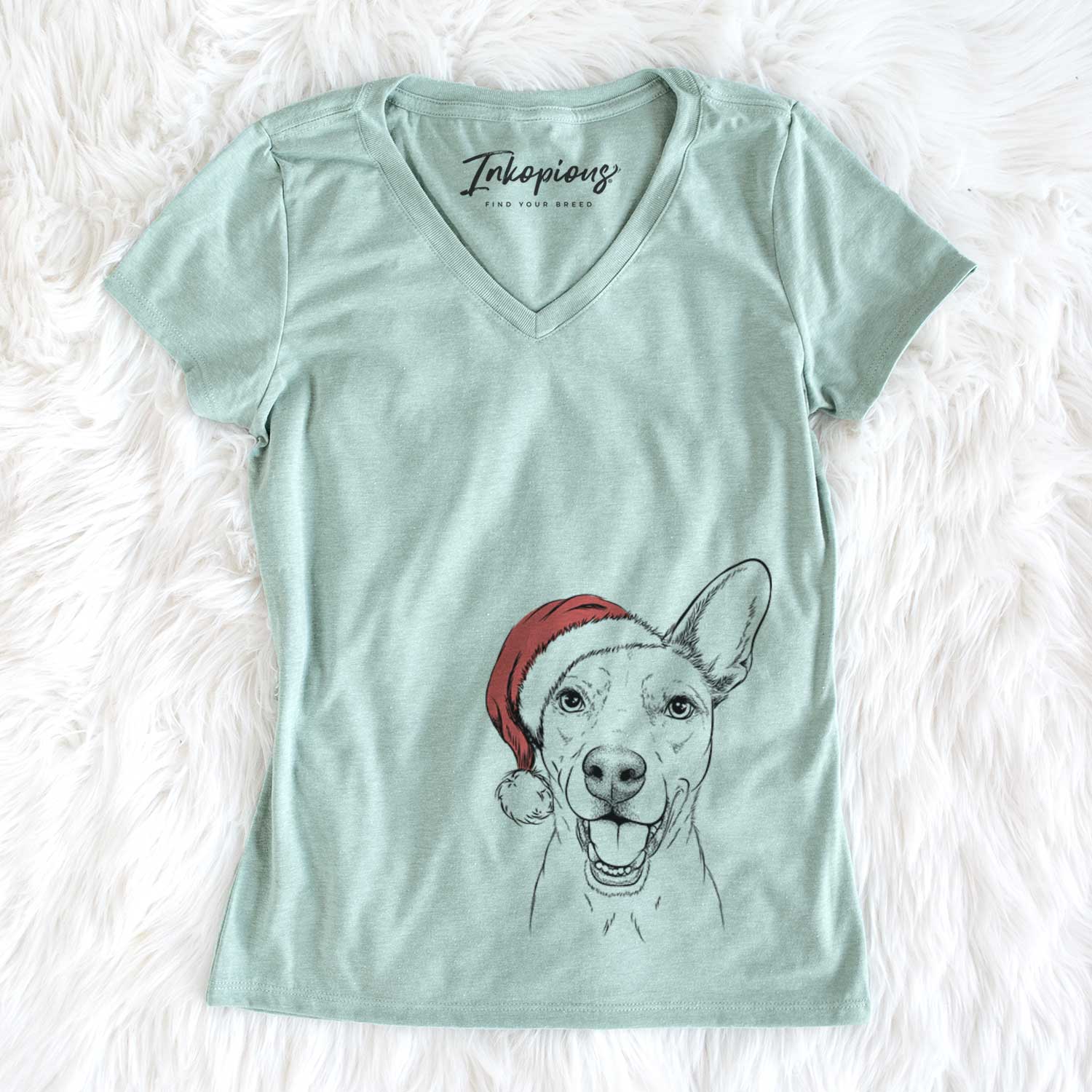 Santa Radar the Pitbull Mix - Women's V-neck Shirt