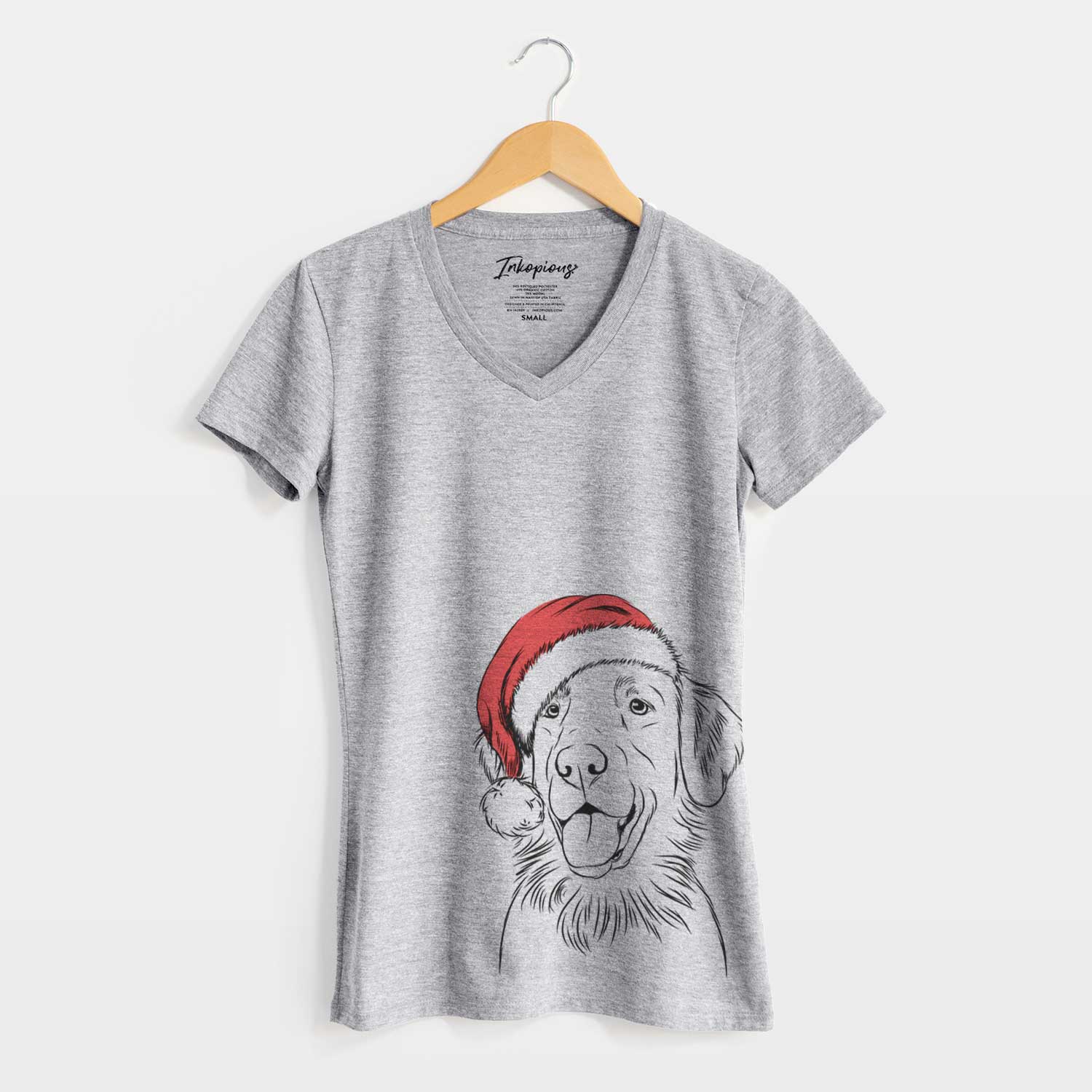 Santa Raisin the Flat Coated Retriever - Women's V-neck Shirt