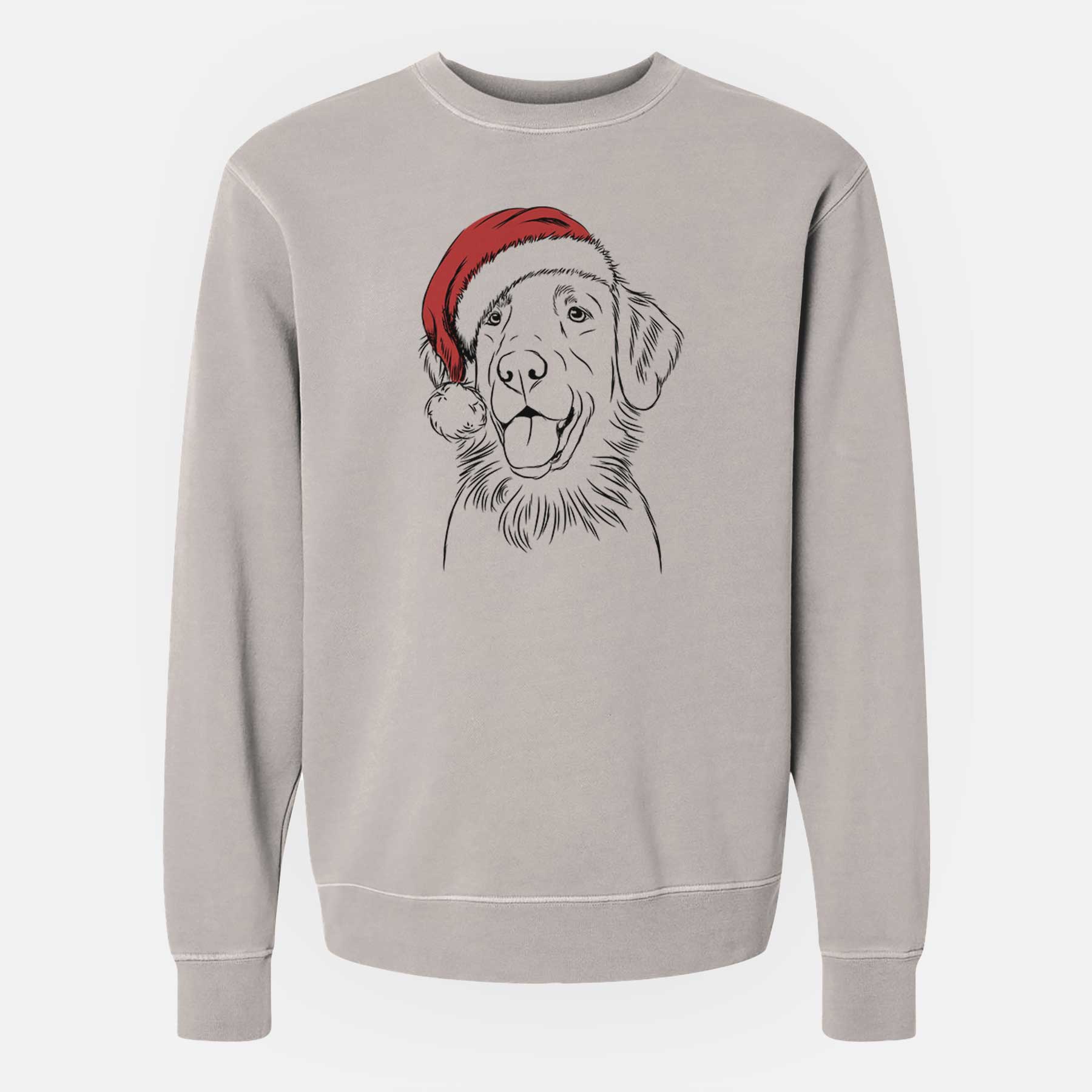 Santa Raisin the Flat Coated Retriever - Unisex Pigment Dyed Crew Sweatshirt