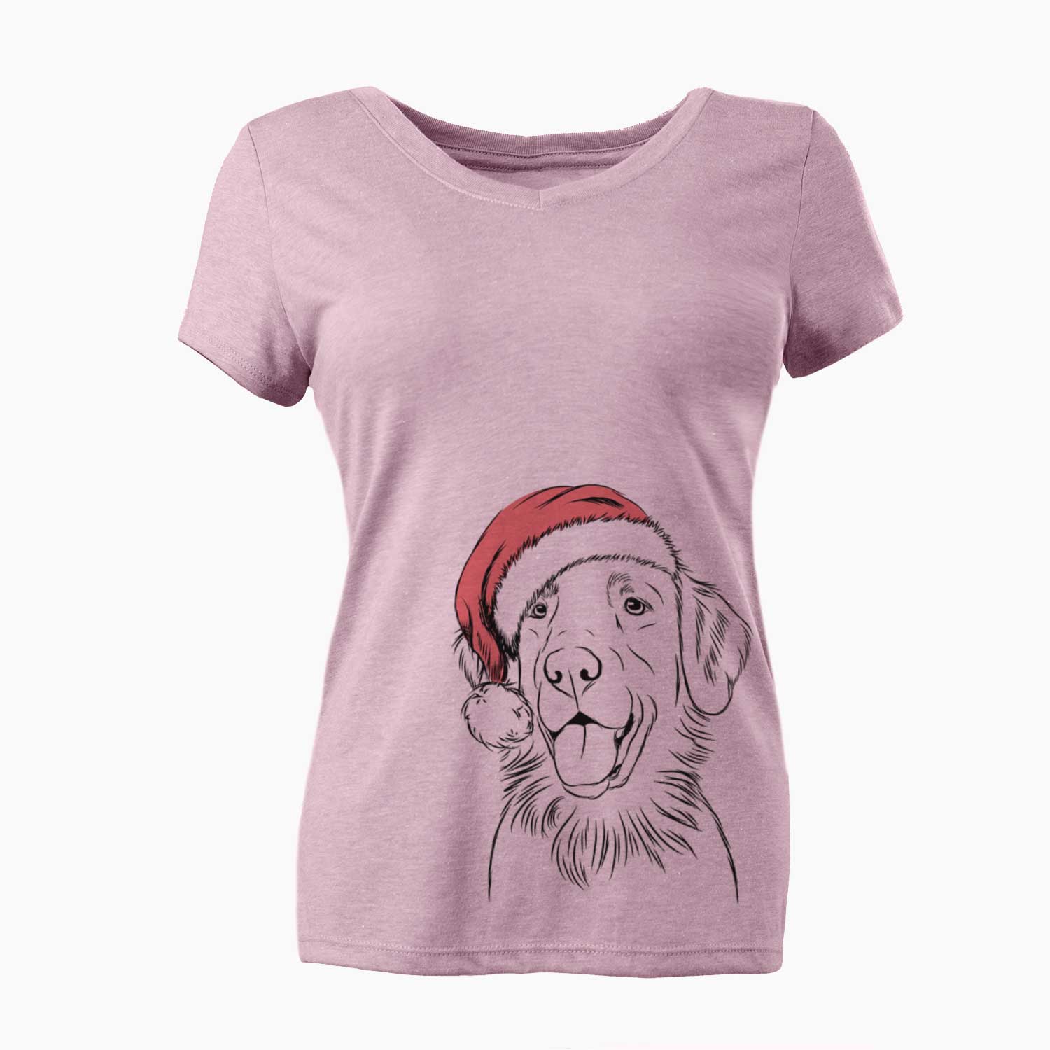 Santa Raisin the Flat Coated Retriever - Women's V-neck Shirt