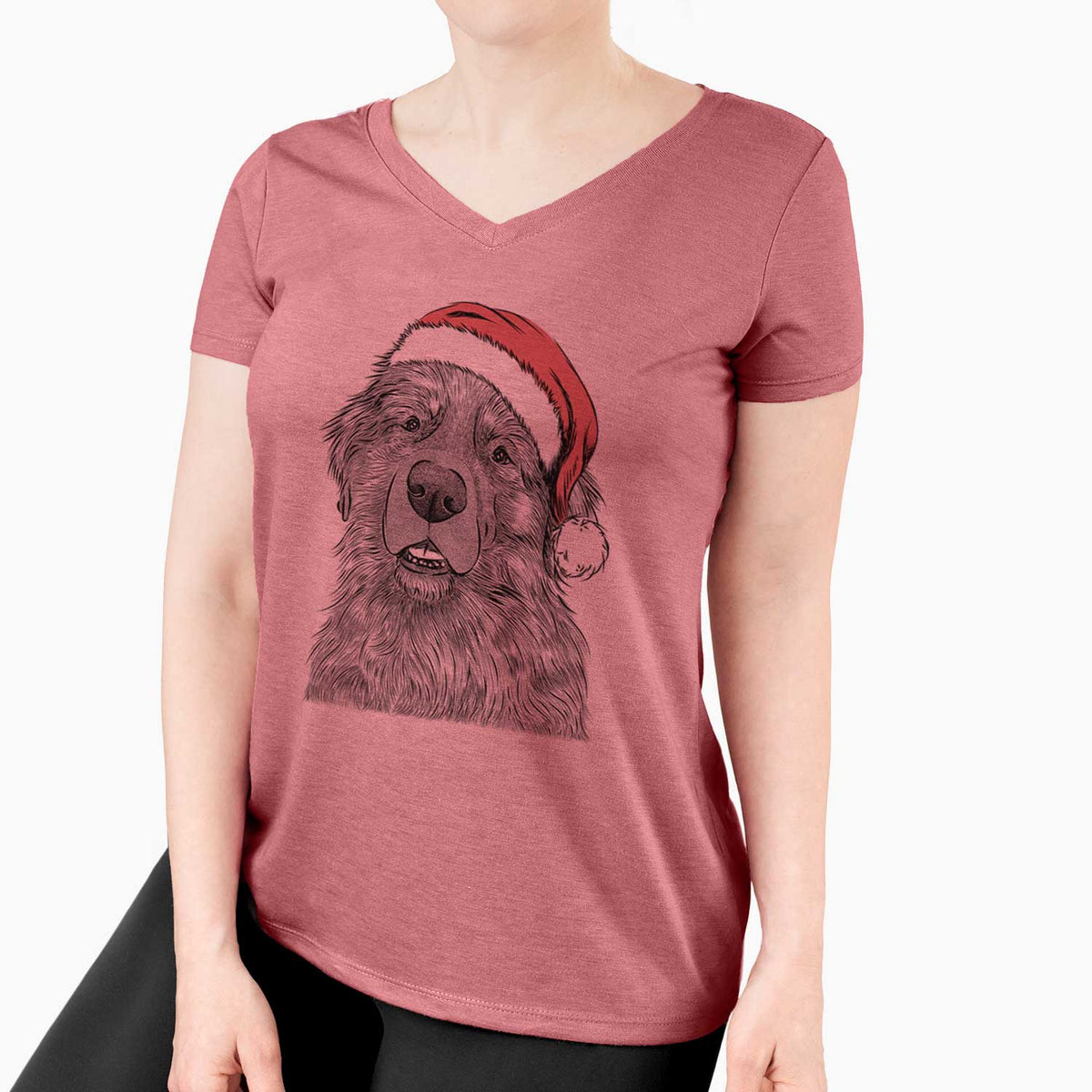 Santa Ralph the Leonberger - Women's V-neck Shirt