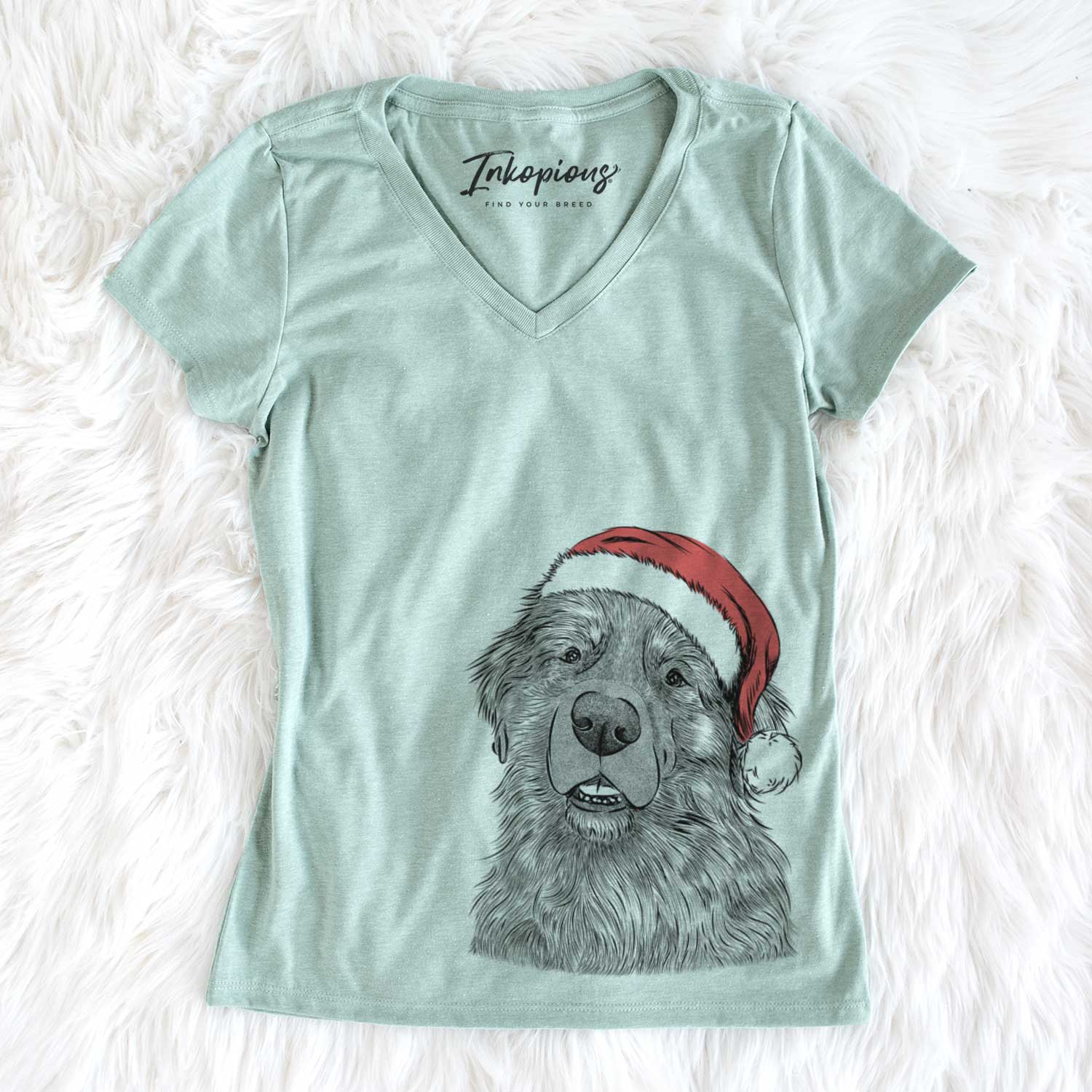 Santa Ralph the Leonberger - Women's V-neck Shirt