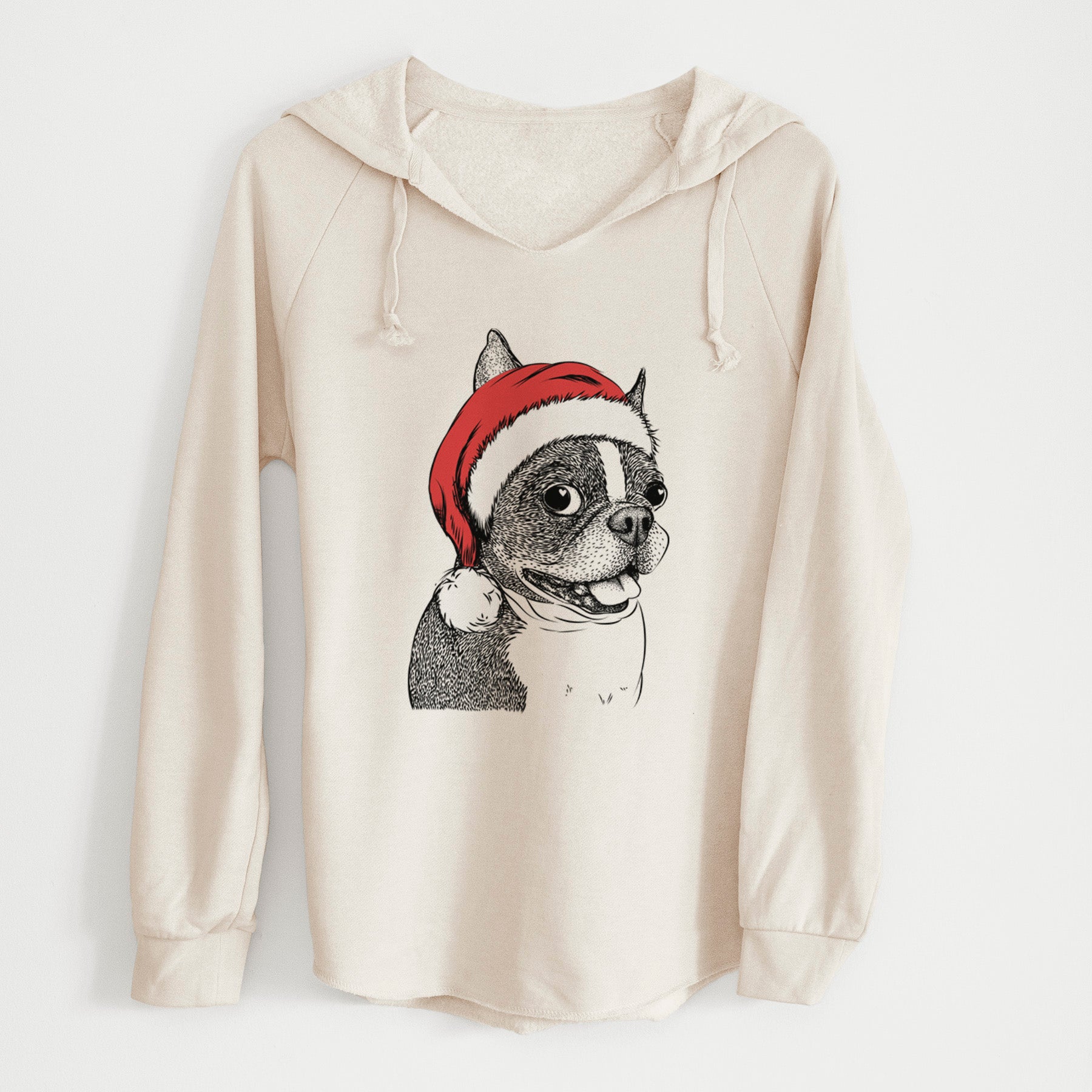 Santa Ralphie the Boston Terrier - Cali Wave Hooded Sweatshirt