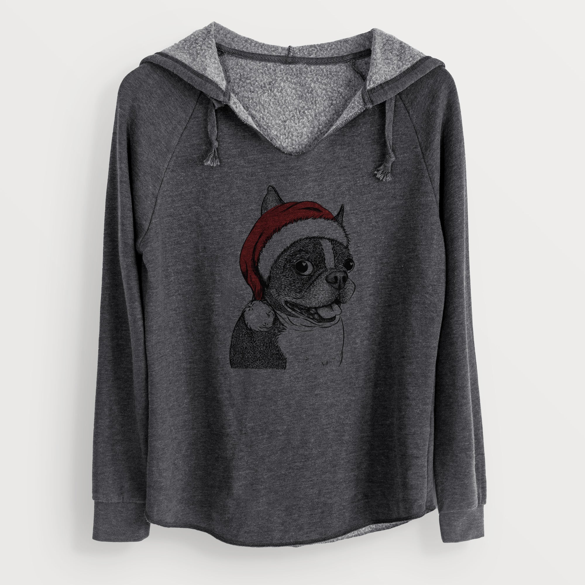 Santa Ralphie the Boston Terrier - Cali Wave Hooded Sweatshirt