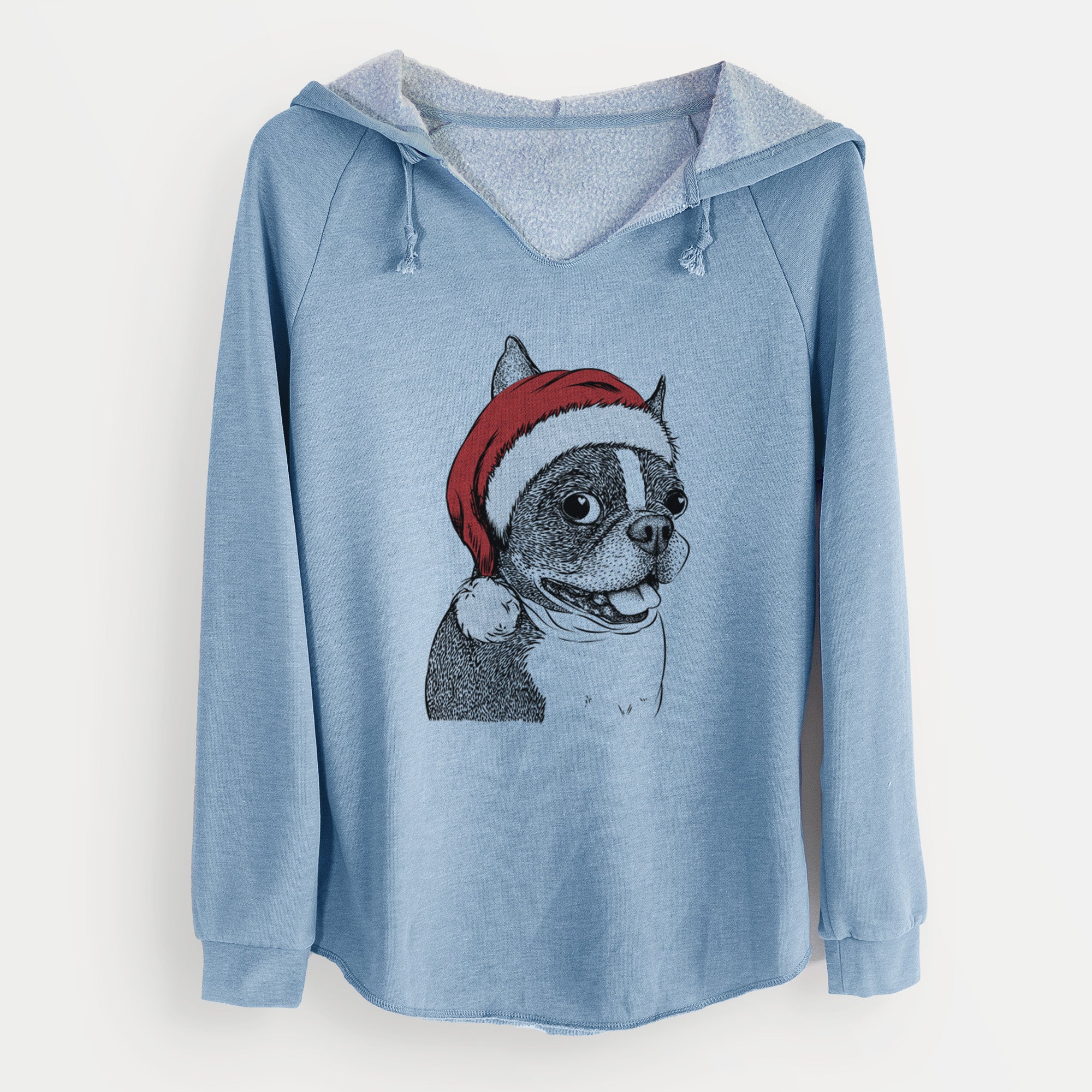 Santa Ralphie the Boston Terrier - Cali Wave Hooded Sweatshirt