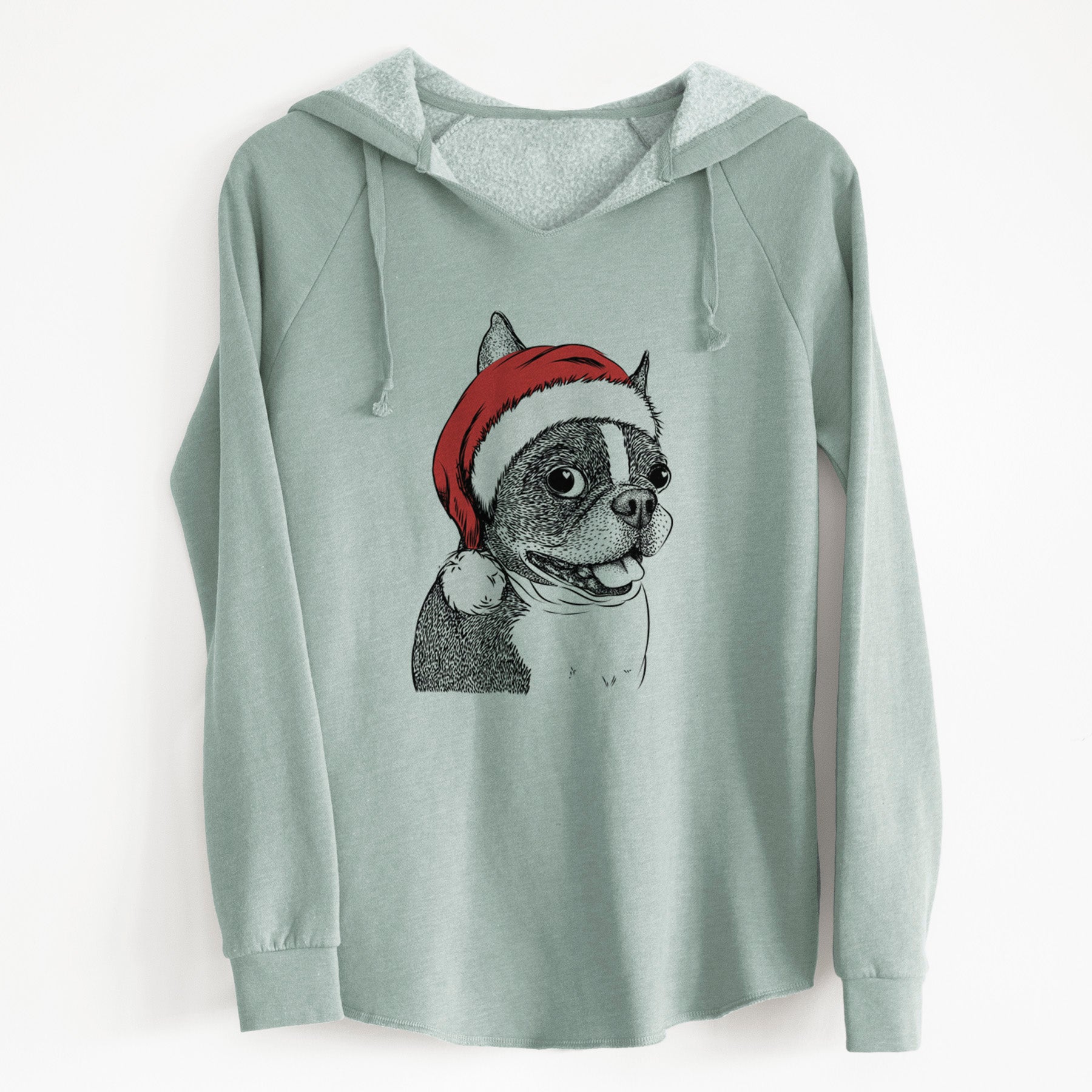 Santa Ralphie the Boston Terrier - Cali Wave Hooded Sweatshirt