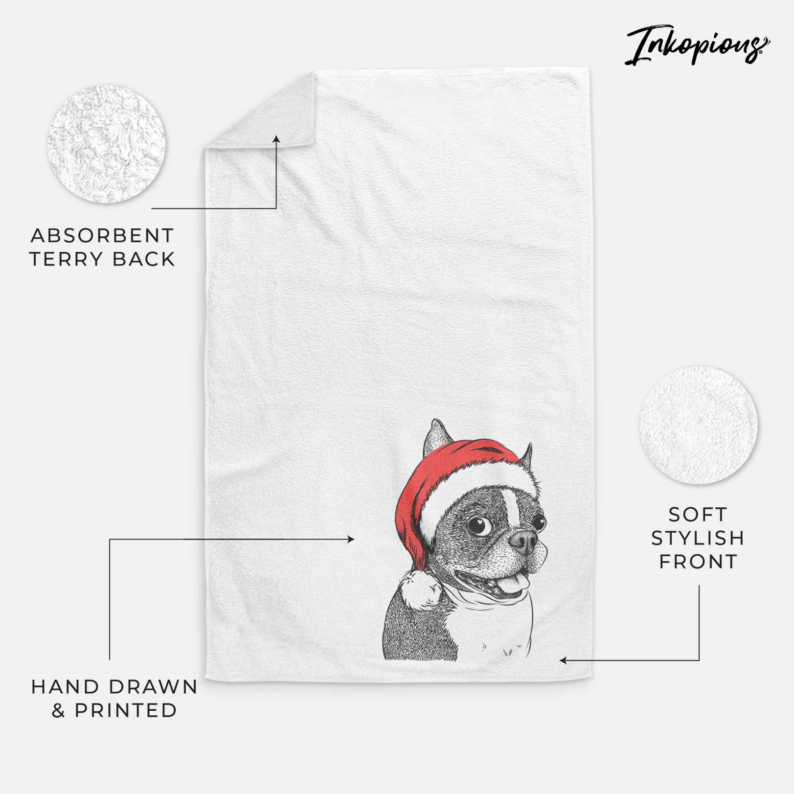 Ralphie the Boston Terrier Decorative Hand Towel