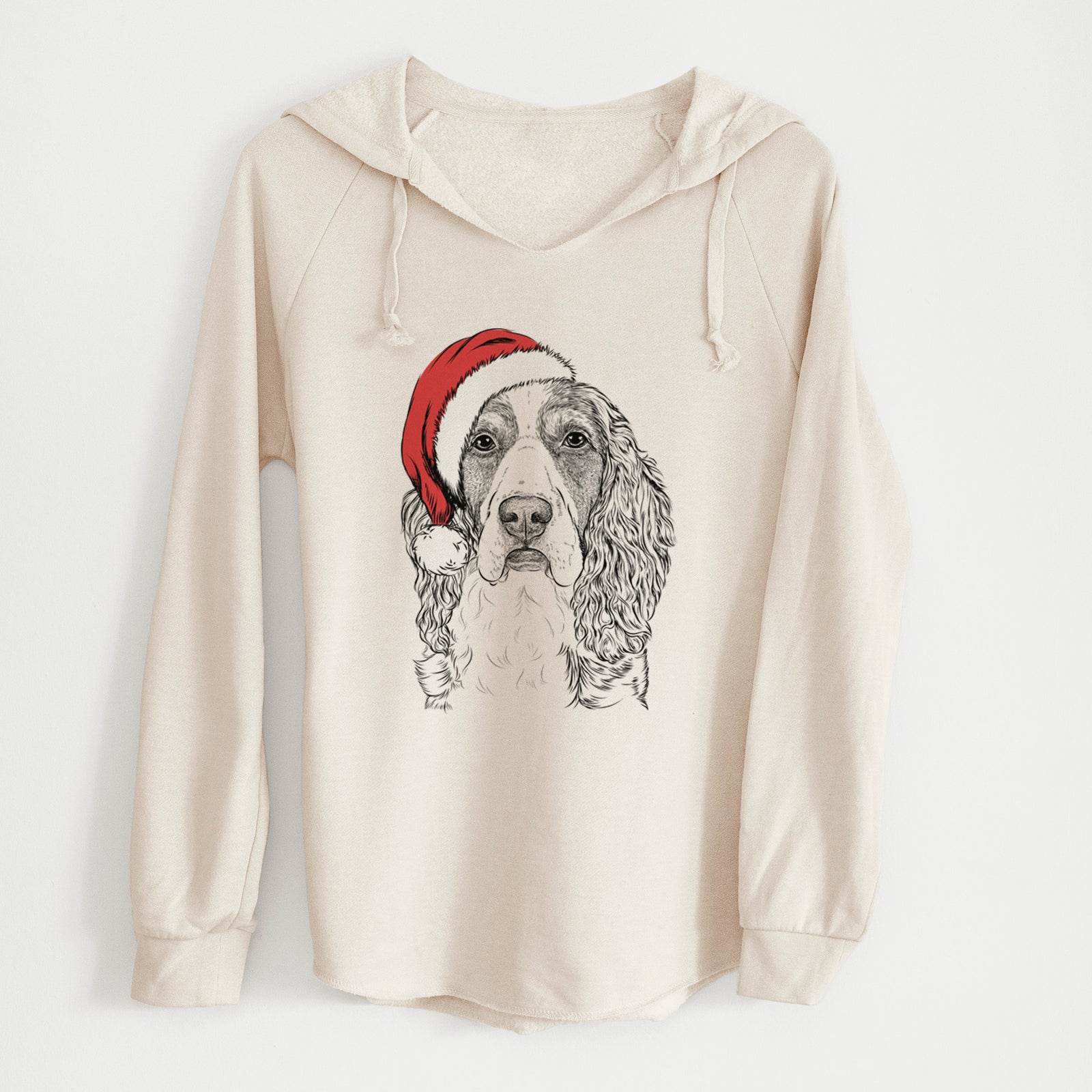 Santa Red the English Springer Spaniel - Cali Wave Hooded Sweatshirt
