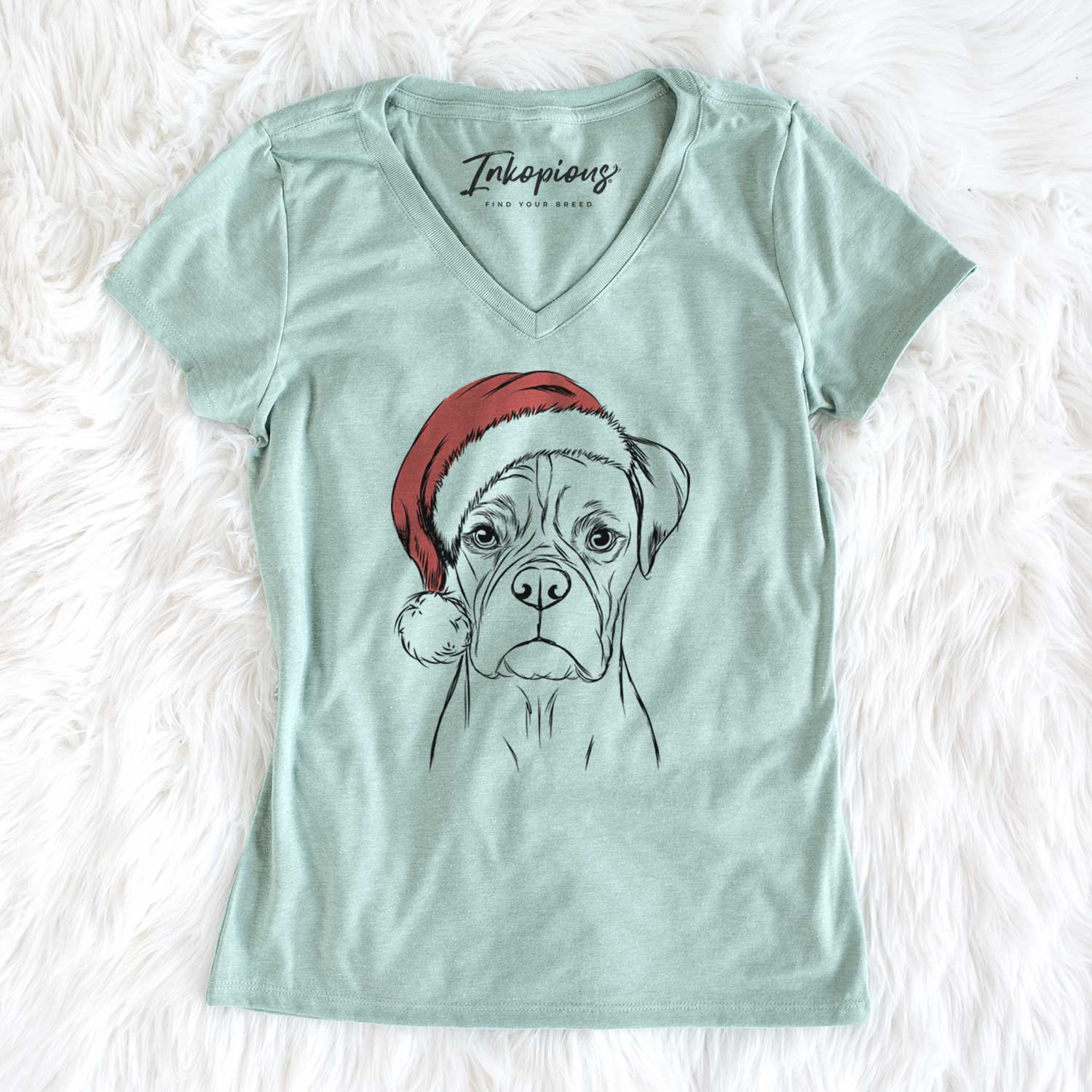 Santa Reese the Boxer - Women's V-neck Shirt