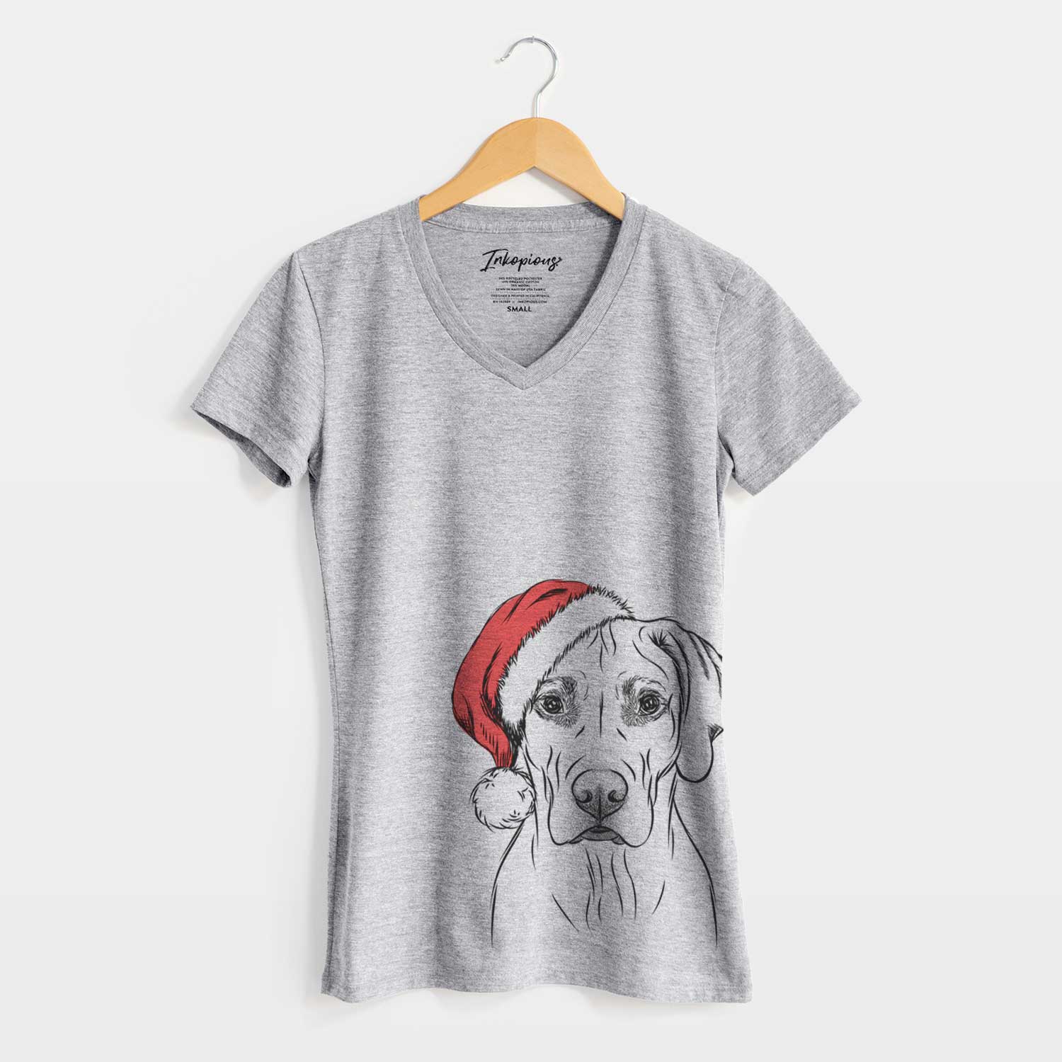 Santa Reid the Rhodesian Ridgeback - Women's V-neck Shirt